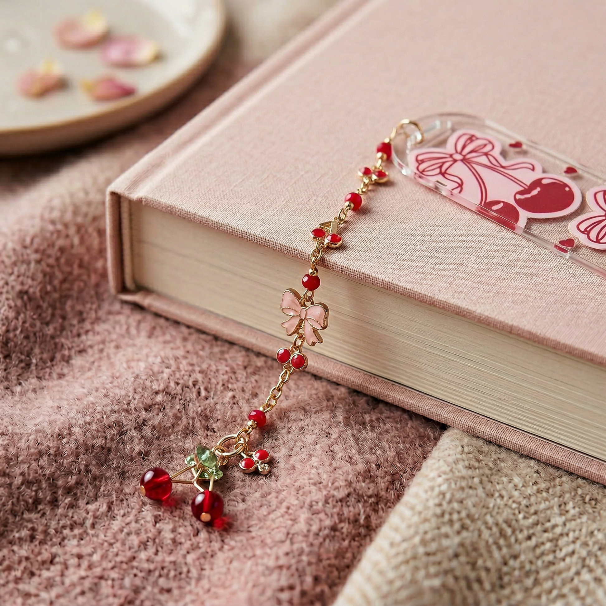 Cherry Bow Acrylic Bookmark
