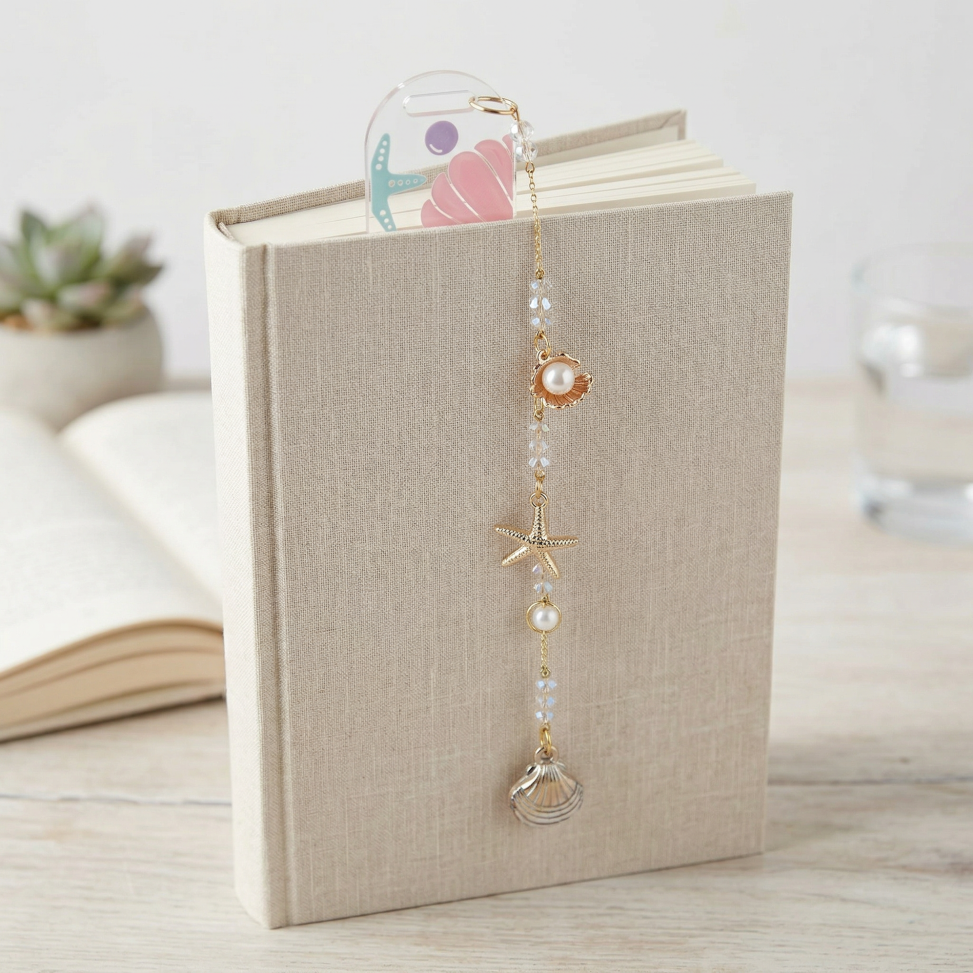 seashell acrylic bookmark