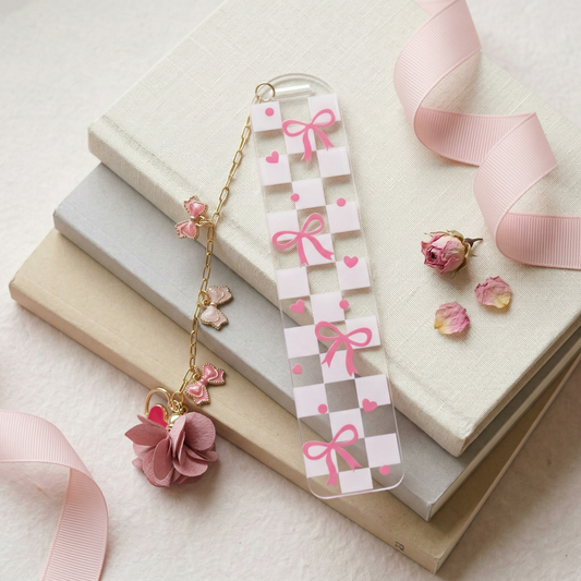 pink bow bookmark for book lovers