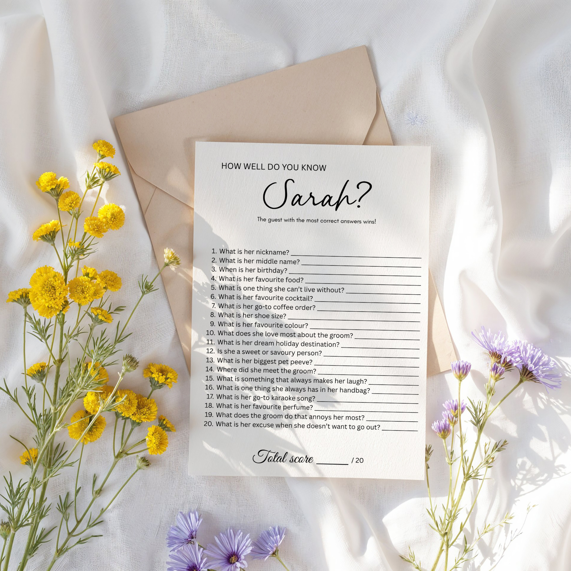 Who Knows the Bride Best How Well Do You Know the Bride Game Personalised Bridal Shower Hens Party Game Bride to Be Quiz Wedding Shower Activity
