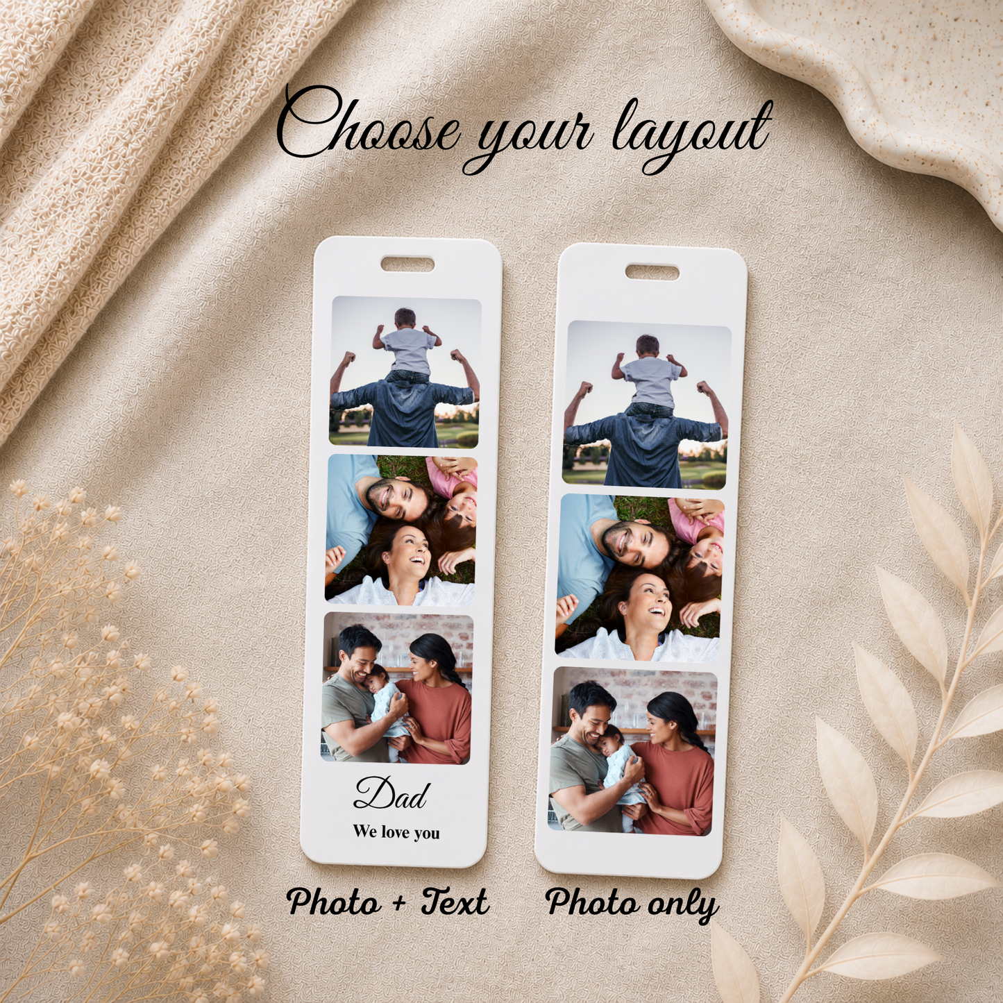 Choose your layout for the Personalised Photo Bookmark Australia Custom Photo Bookmark