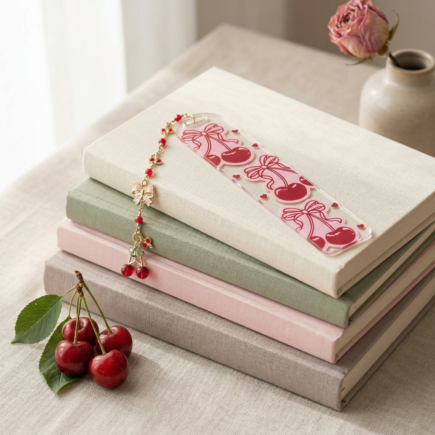 Cherry Bow Acrylic Bookmark