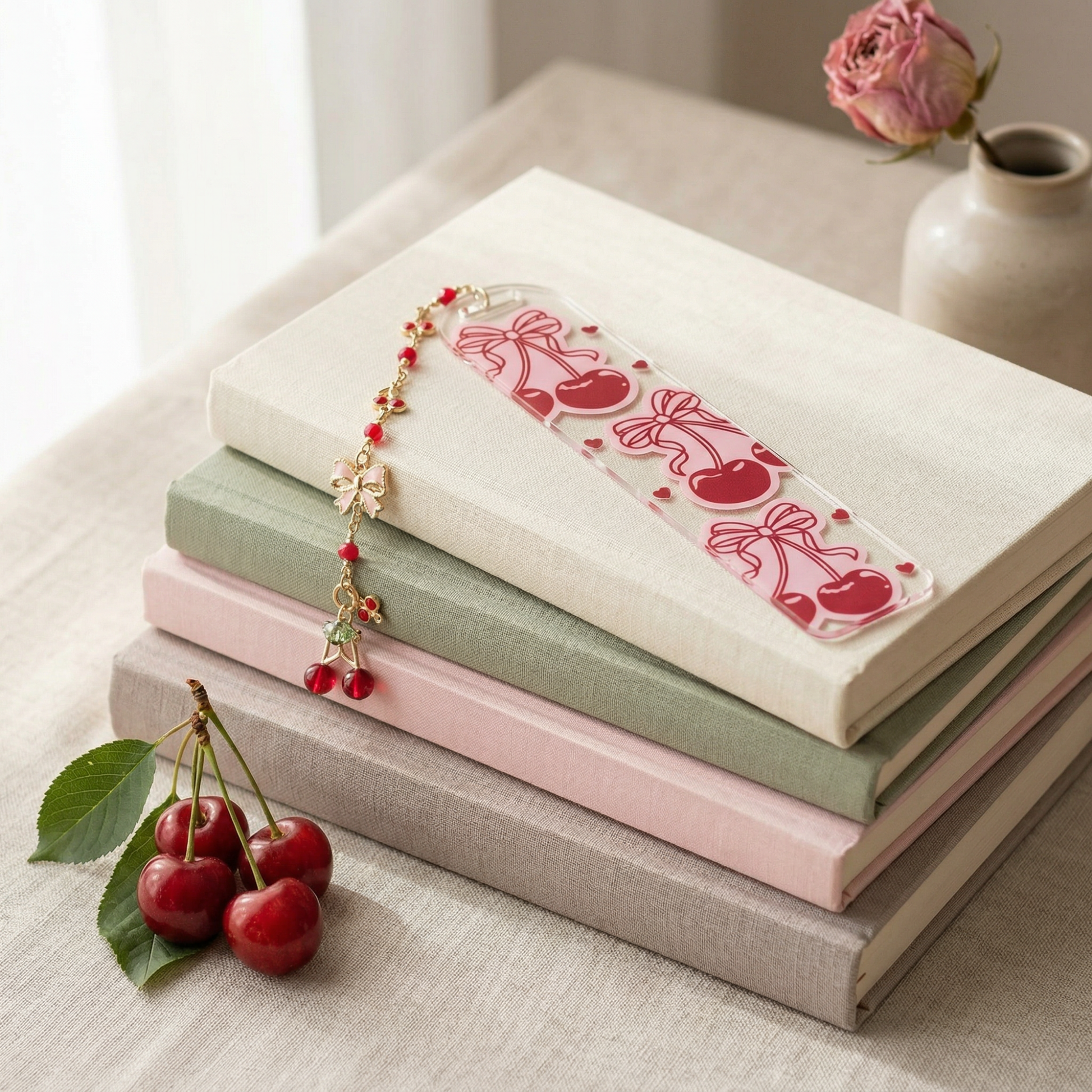 Cherry Bow Acrylic Bookmark