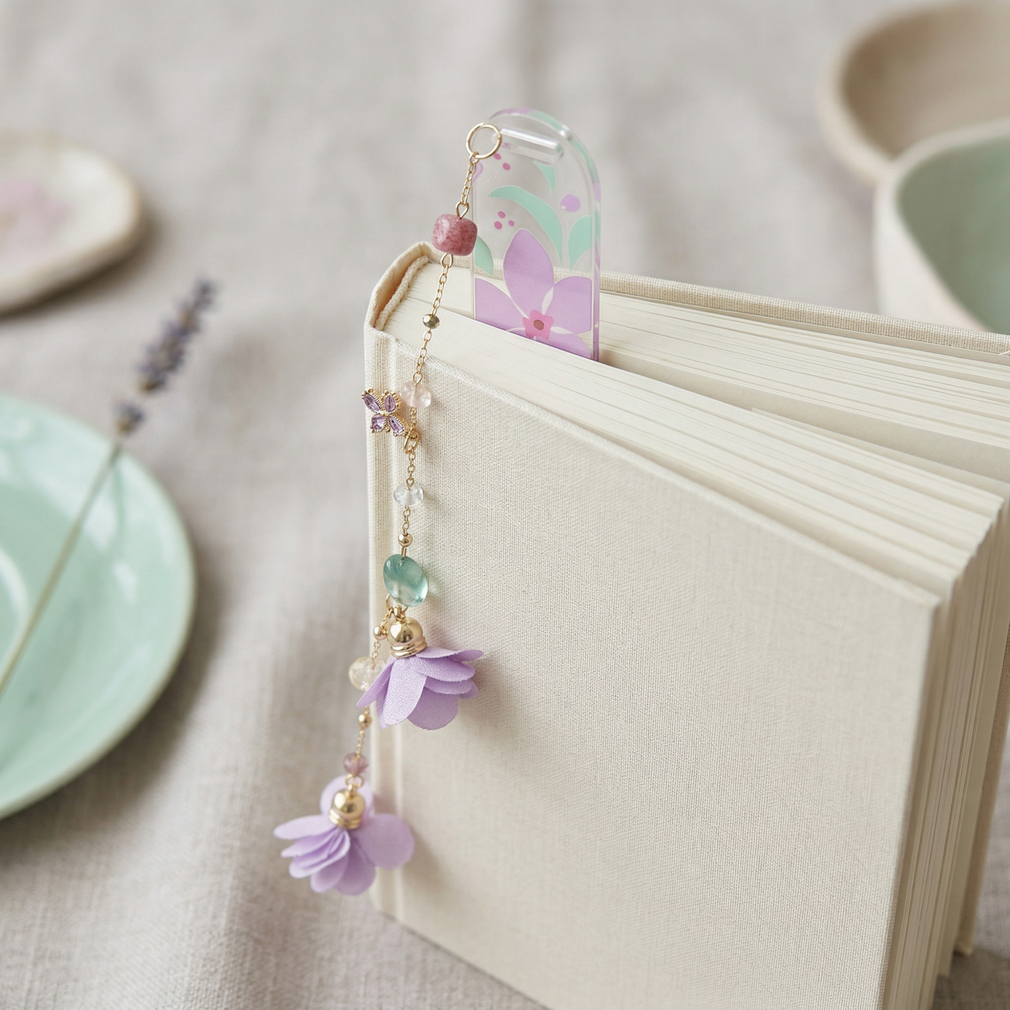 Purple Floral Acrylic Bookmark