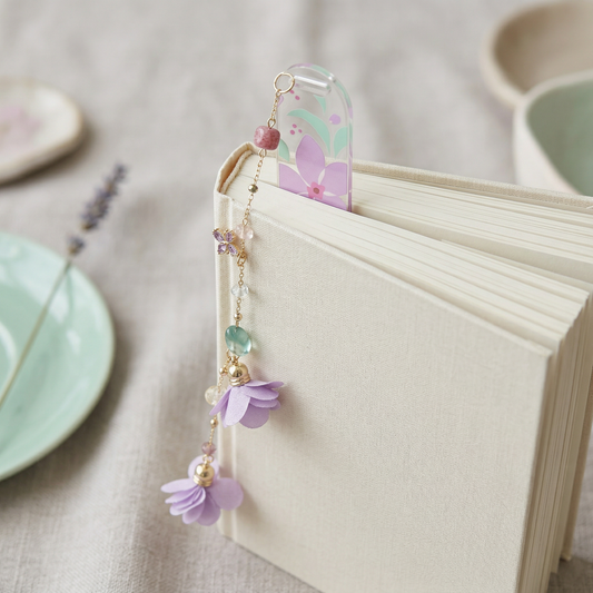 Purple Floral Acrylic Bookmark