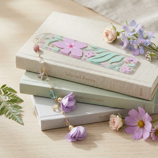 Purple Floral Acrylic Bookmark