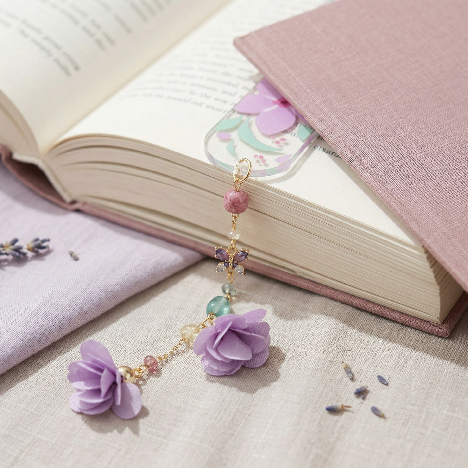 Purple Floral Acrylic Bookmark