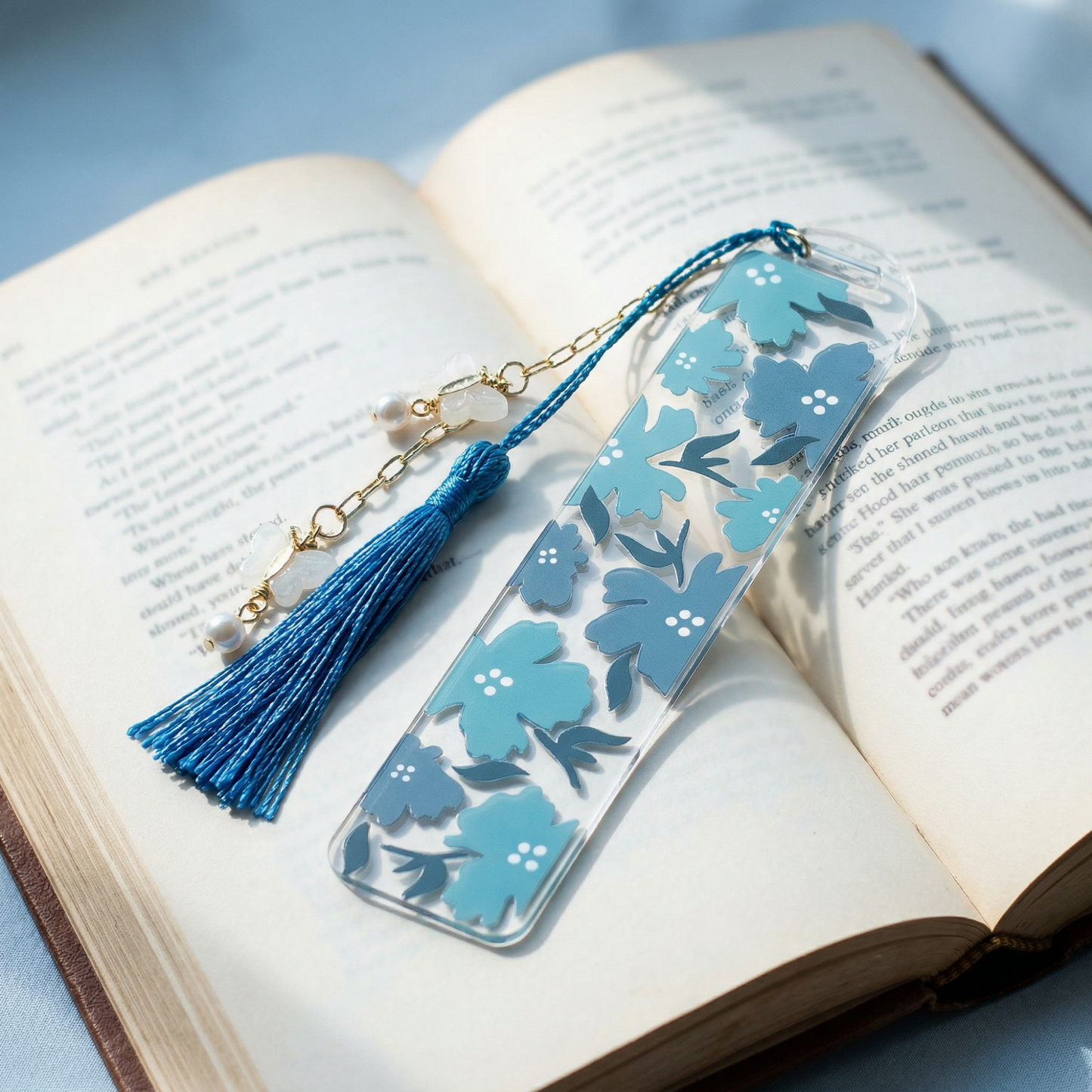 Blue Floral Bookmark