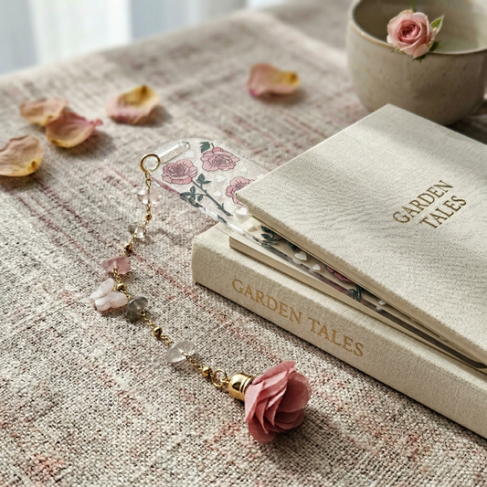 Pink Rose Floral Bookmark