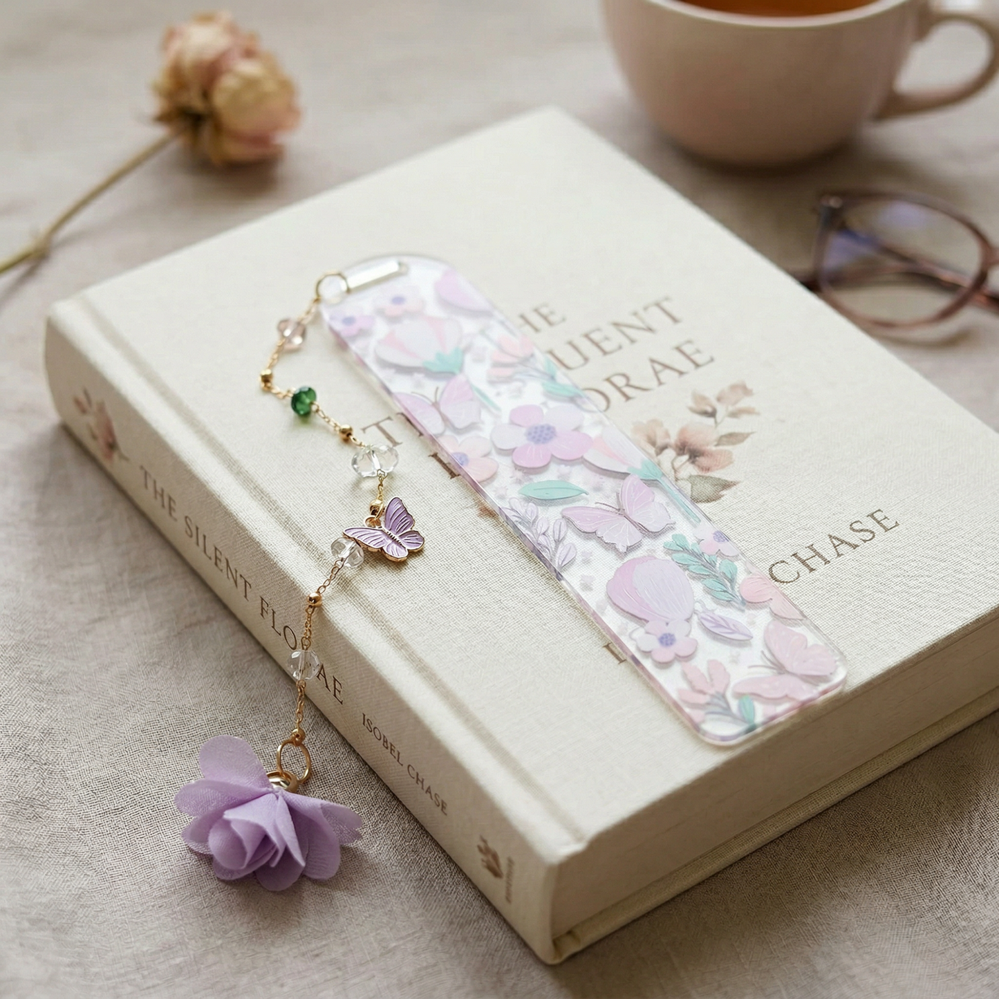 soft pastel floral bookmark