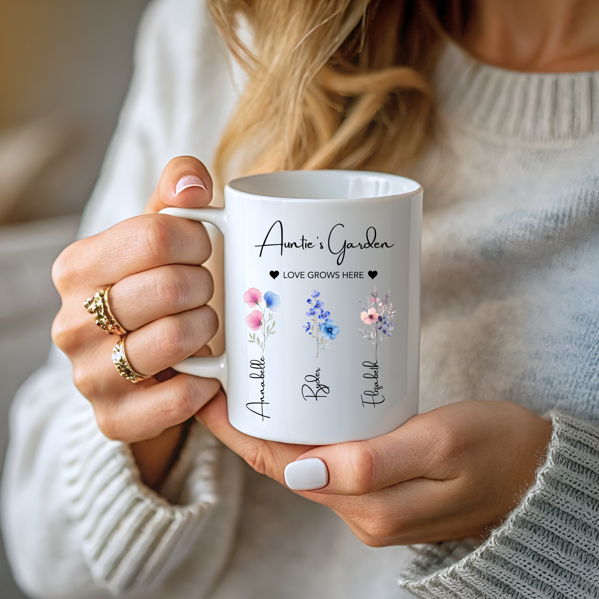 Auntie’s Garden Personalised Flower Mug • Custom Aunty Garden Mug • Garden Lover Aunty Gift • Aunty's Garden Mug • Aunty Mug • Aunty Gifts