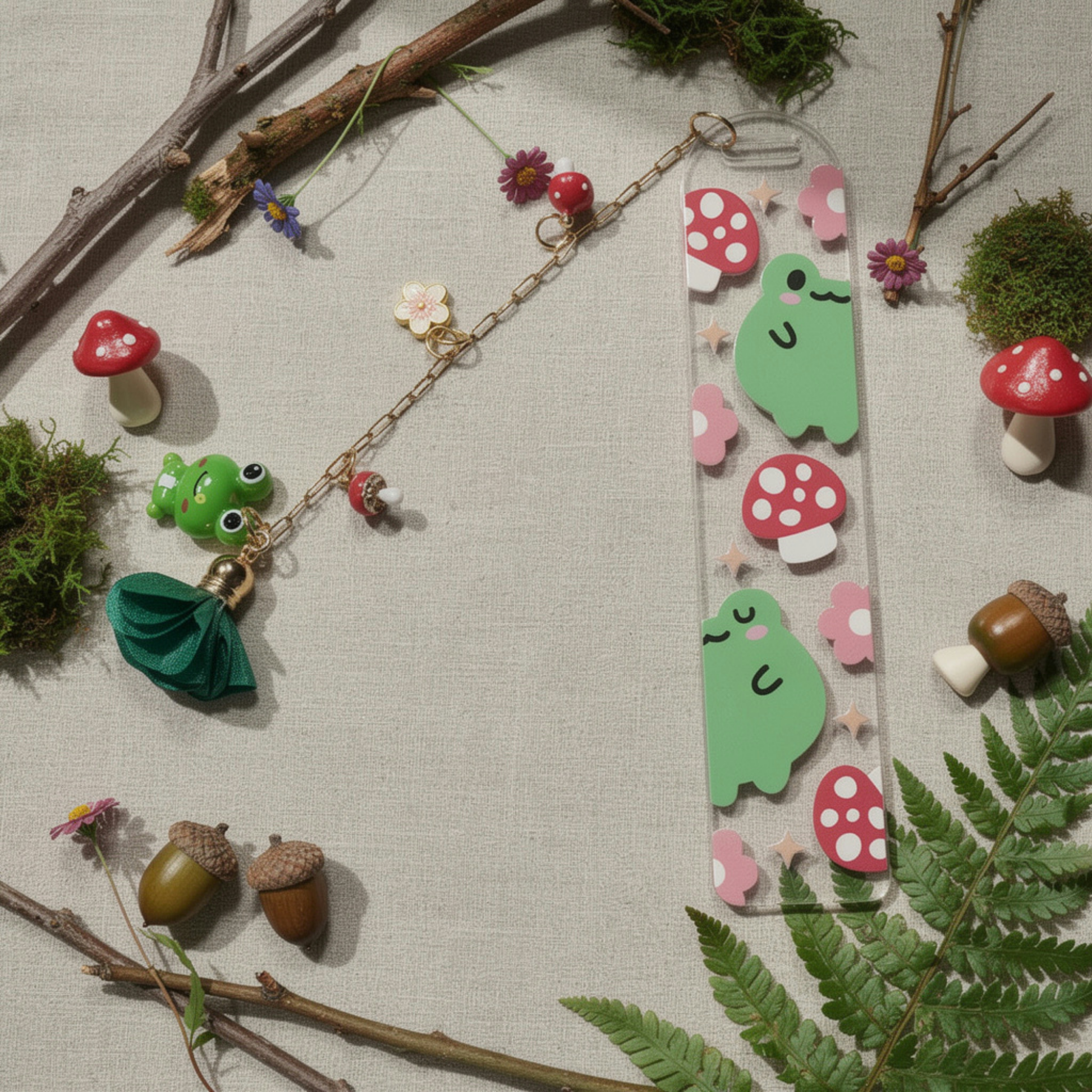Whimsical Frog Bookmark. Frog Bookmark. Kawaii Frog Bookmark. Frog Lover Bookmark. Frog & Mushroom Bookmark. Frog Lover Gift