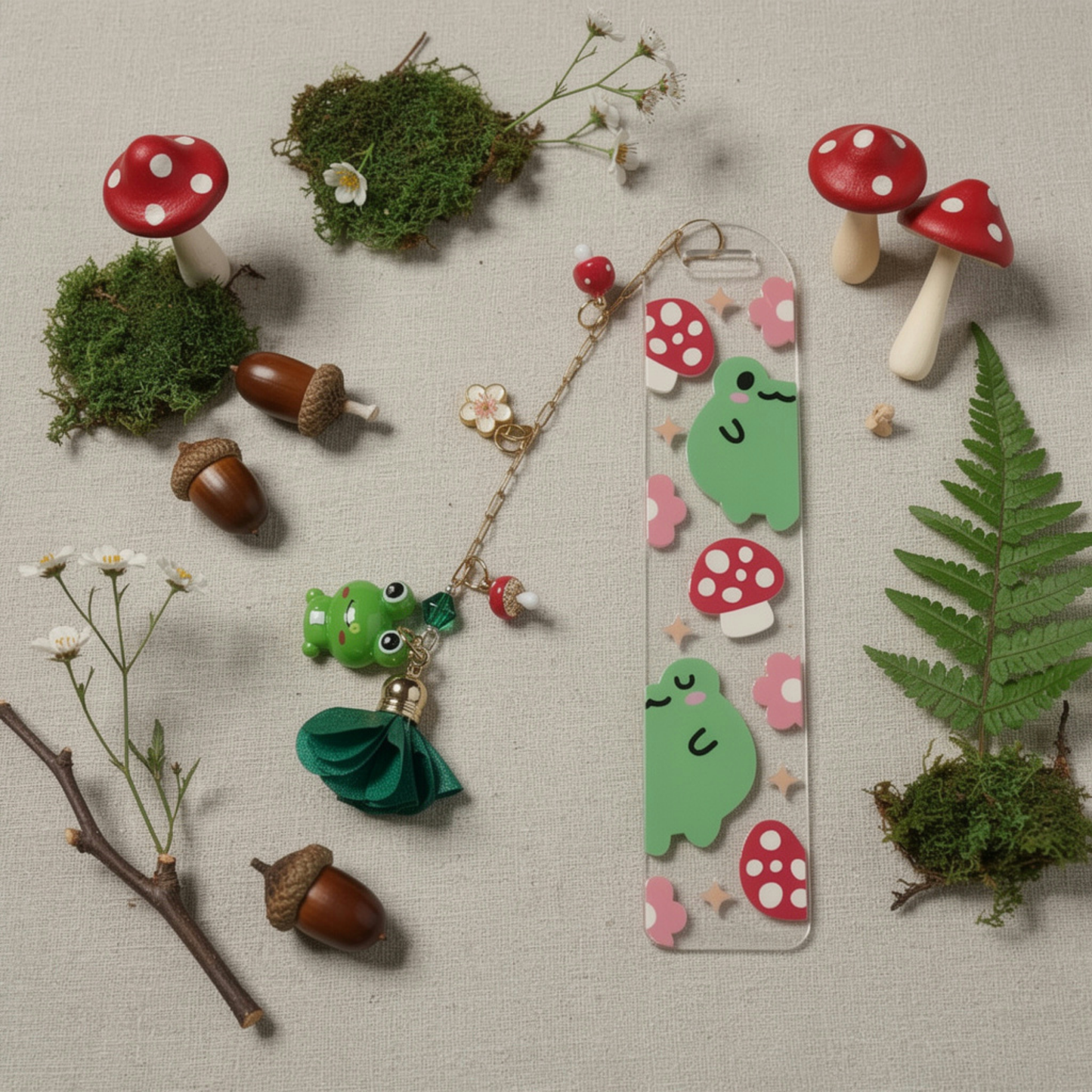Whimsical Frog Bookmark. Frog Bookmark. Kawaii Frog Bookmark. Frog Lover Bookmark. Frog & Mushroom Bookmark. Frog Lover Gift
