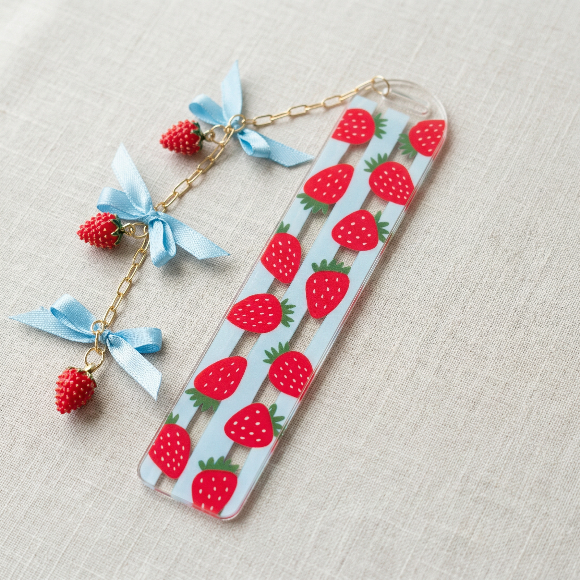 strawberry bookmark for book lovers