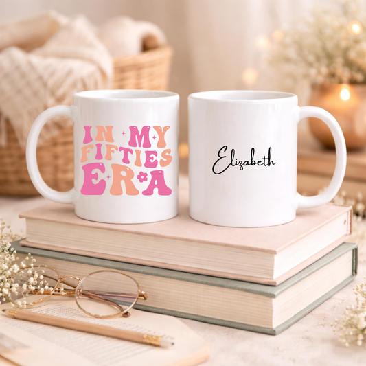 In My Fifties Era Mug. Custom 50's Mug. Personalised 50's Mug. 50th Birthday Gift. Personalised 50th Birthday Gift. Milestone Birthday Gift