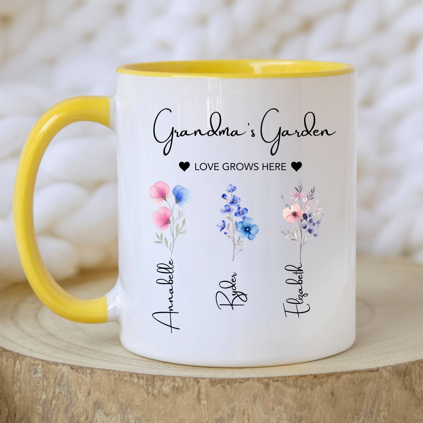 Grandma's Garden Mug. Personalised Grandma Mug. Grandma Mug with grandkids names. Grandma Flower mug. Custom flower mug Grandma Gift