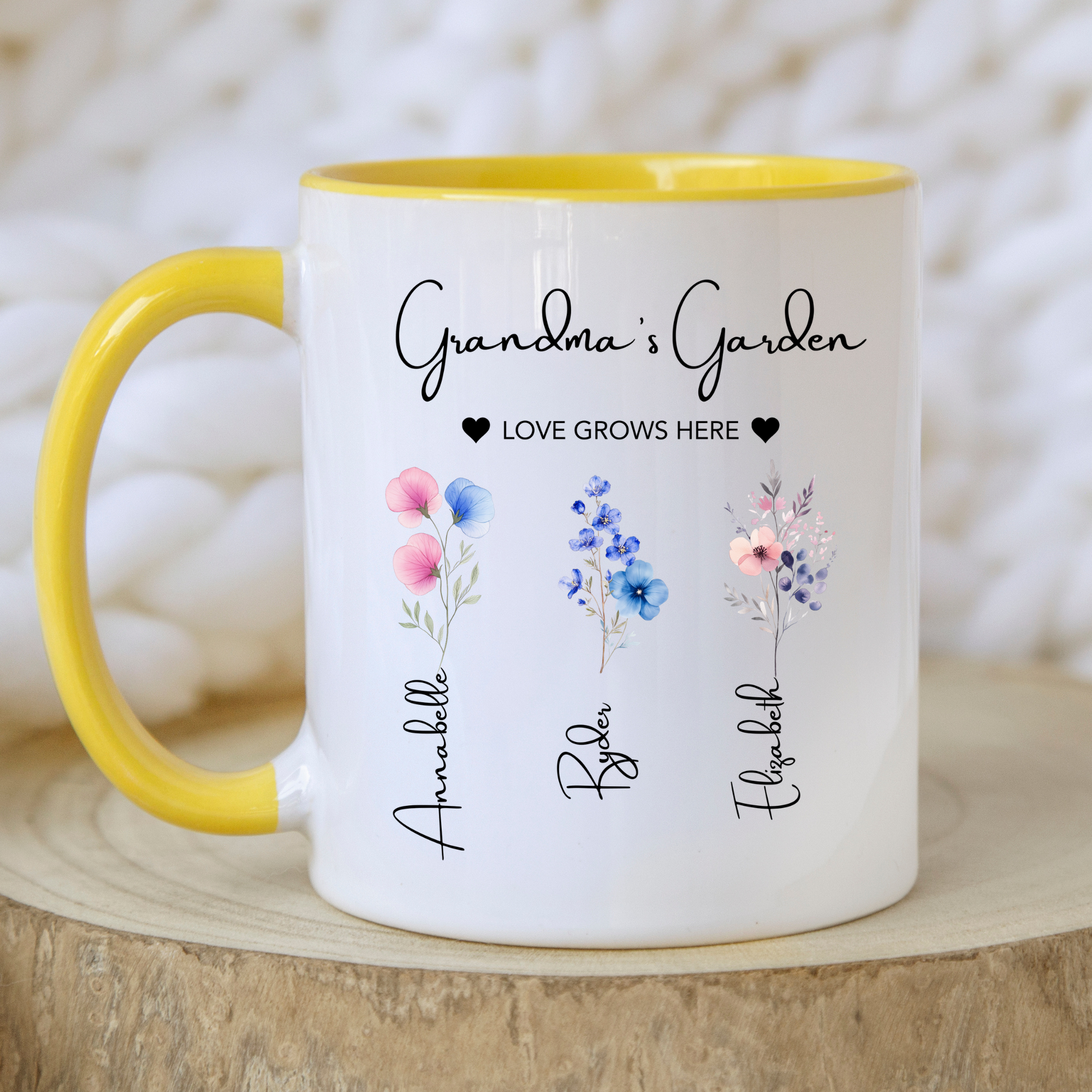 Grandma's Garden Mug. Personalised Grandma Mug. Grandma Mug with grandkids names. Grandma Flower mug. Custom flower mug Grandma Gift