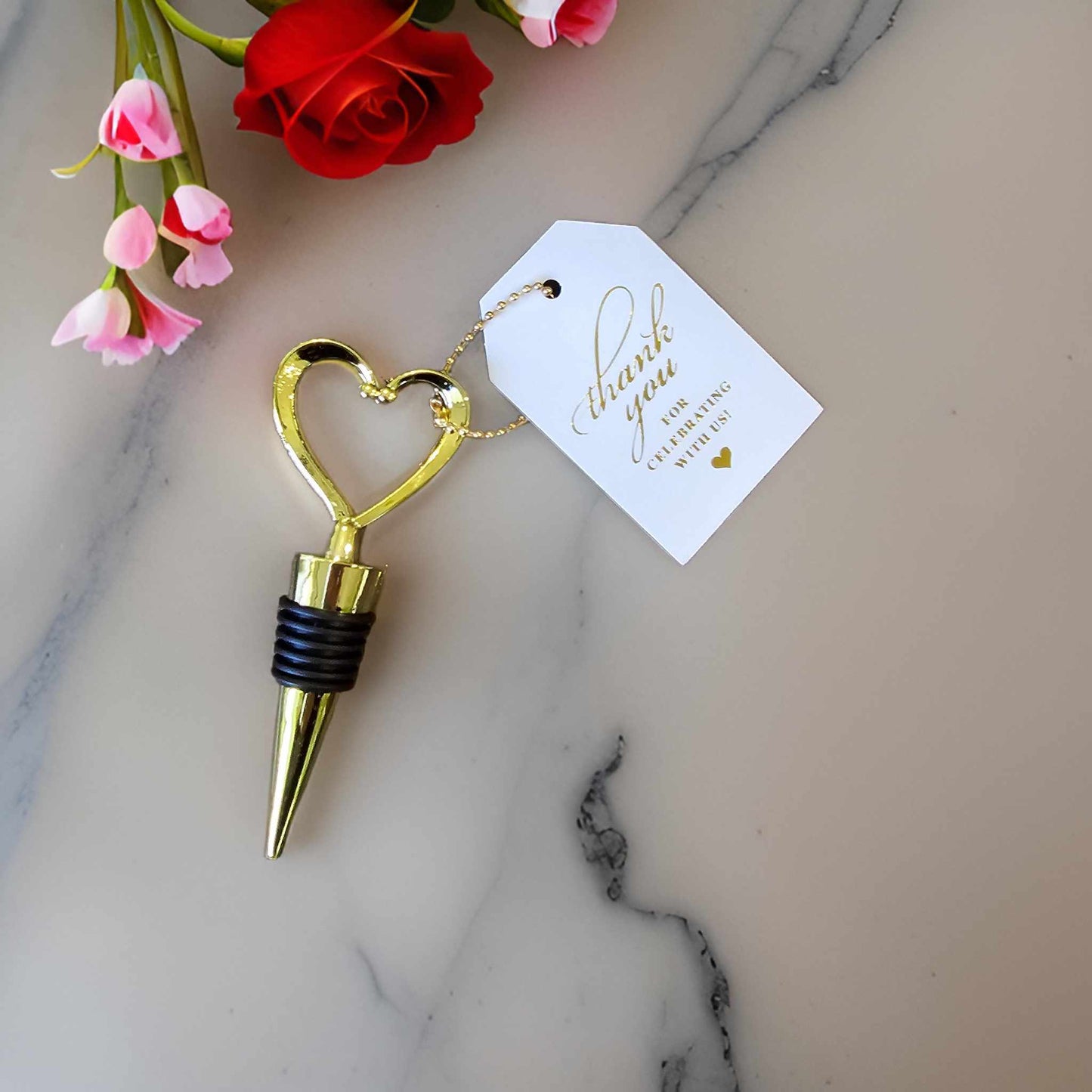 gold heart wine stopper