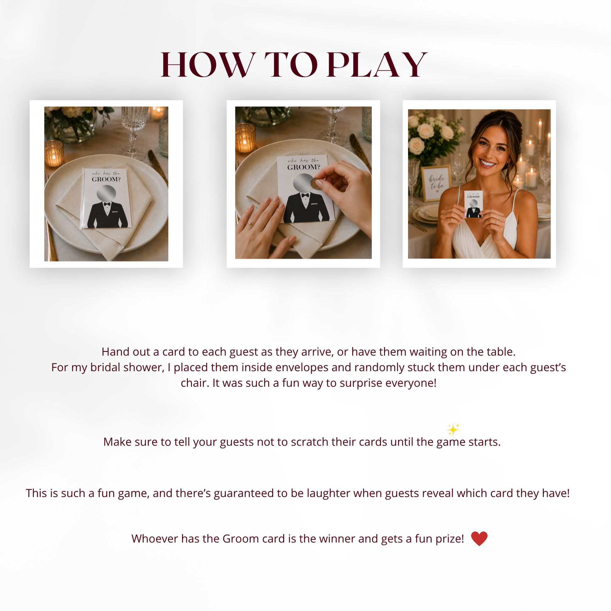 Who has the Groom Scratch off game Bridal Shower Games