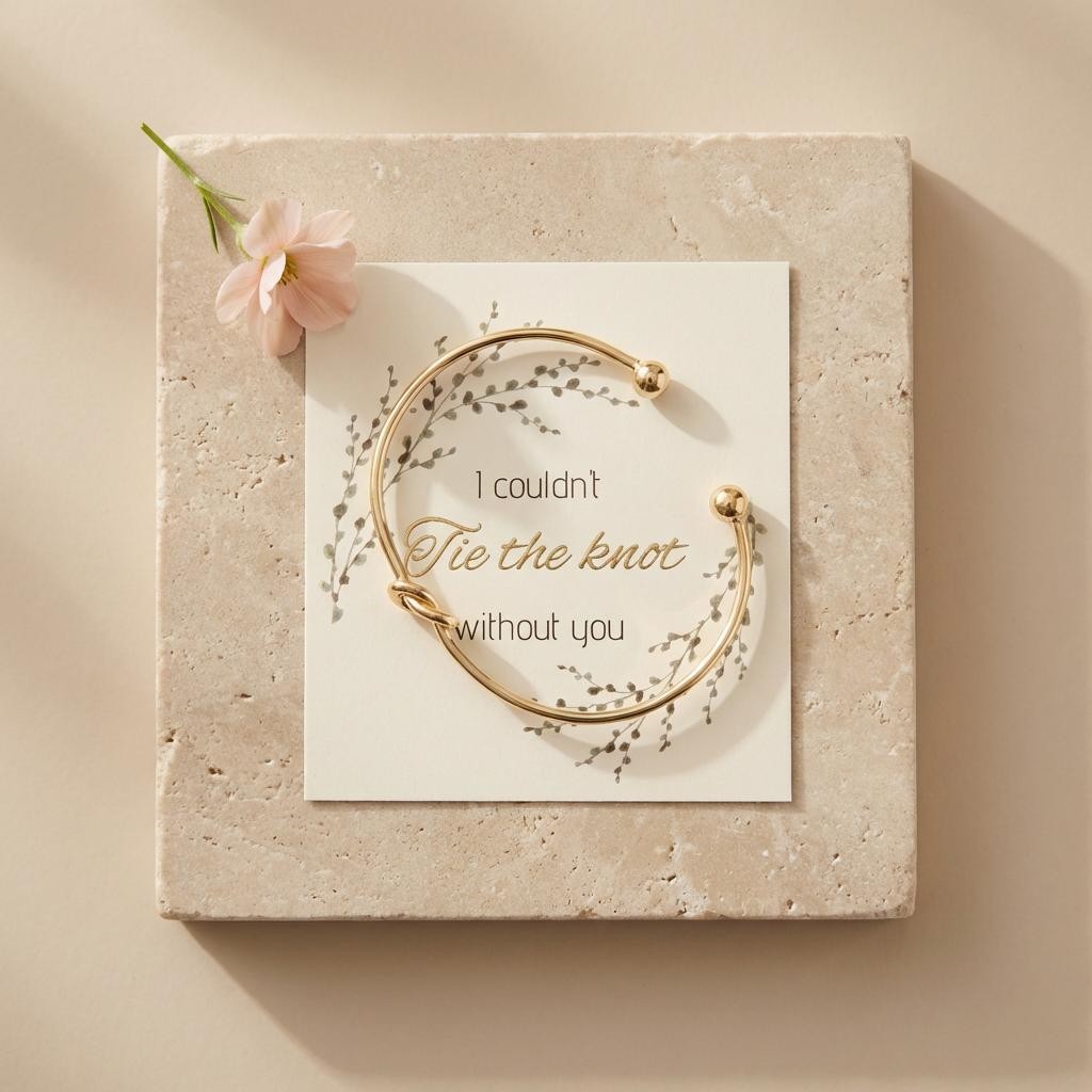 Gold Knot Bracelet Bridesmaid proposal I couldn't tie the knot without you
