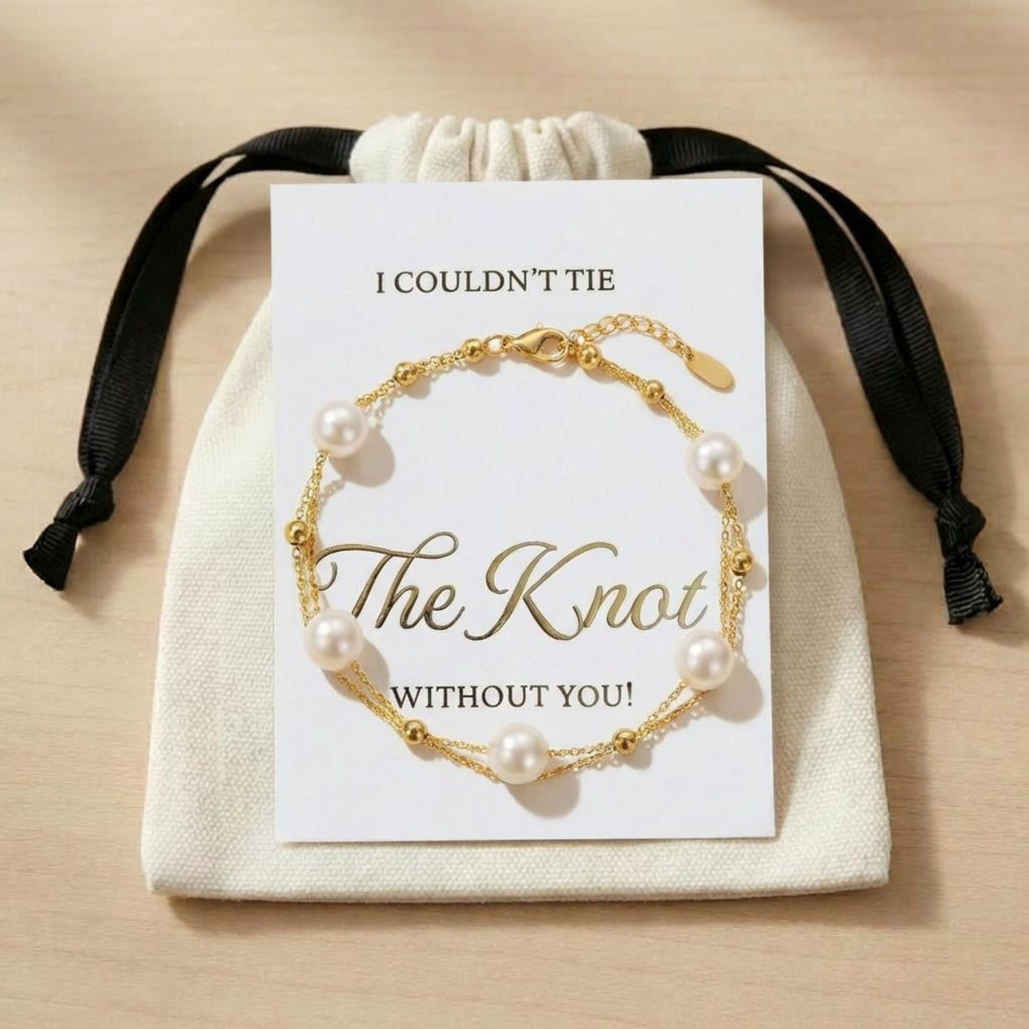 Bridesmaid proposal gift pearl bracelet  I Couldn’t Tie The Knot Without You Pearl Bracelet