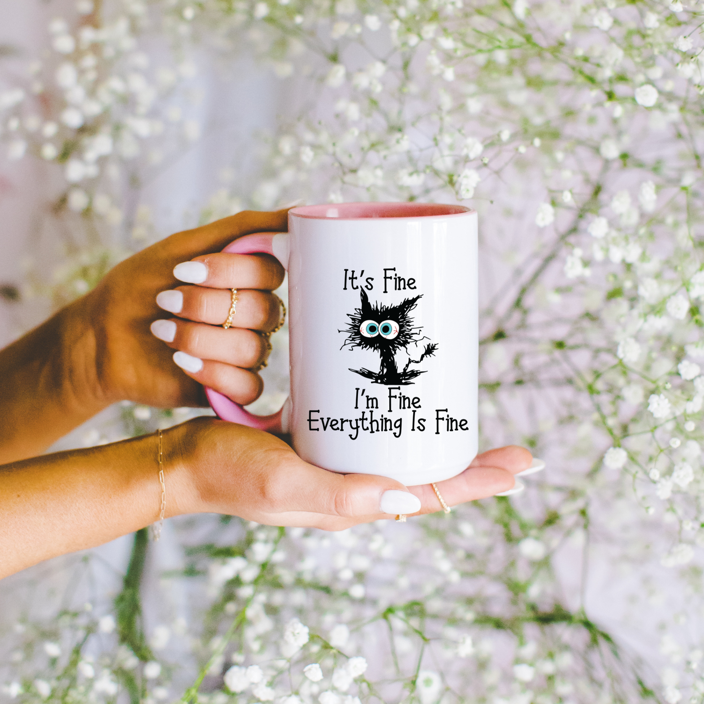 Cat meme mug It's fine I'm fine everything is fine Cat Meme mug
