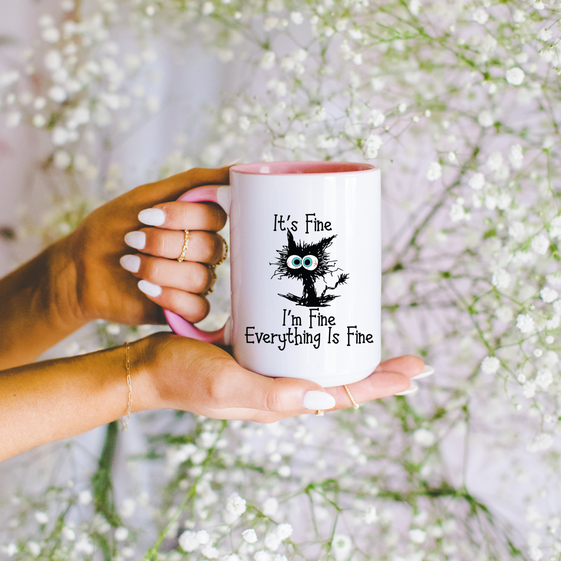 Cat meme mug It's fine I'm fine everything is fine Cat Meme mug