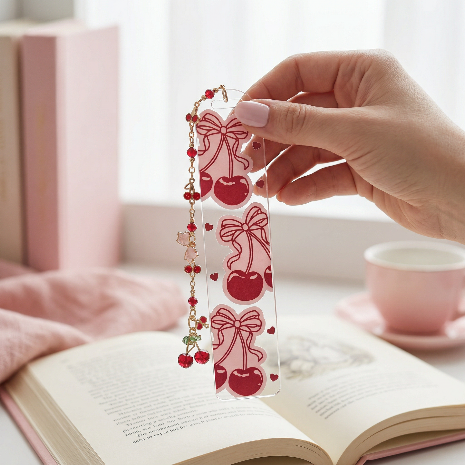 Cherry Bow Acrylic Bookmark