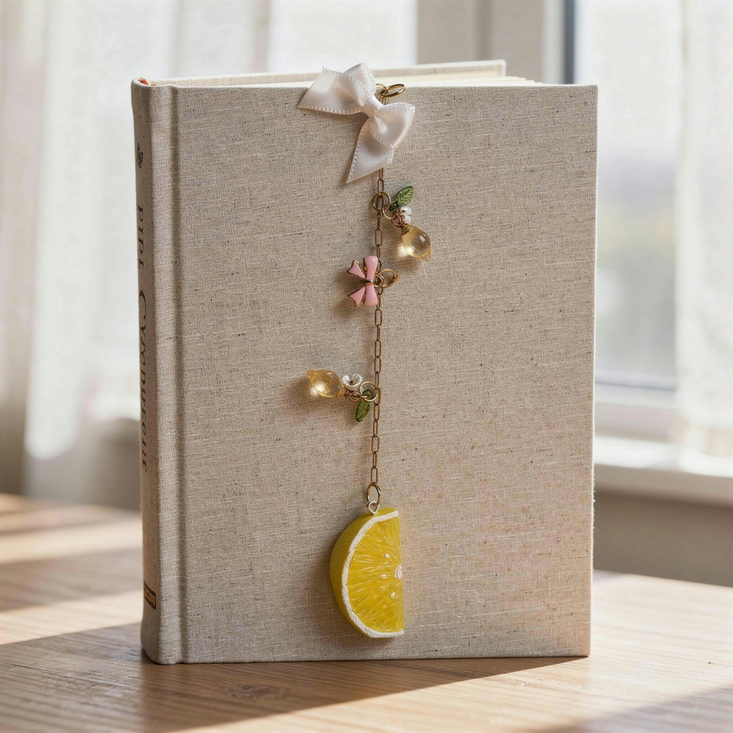 Lemon Bookmark with Charm. Lemon Lover Bookmark Gift. Lemon Tea Acrylic Bookmark with Charm. Lemon Acrylic Bookmark with Charms