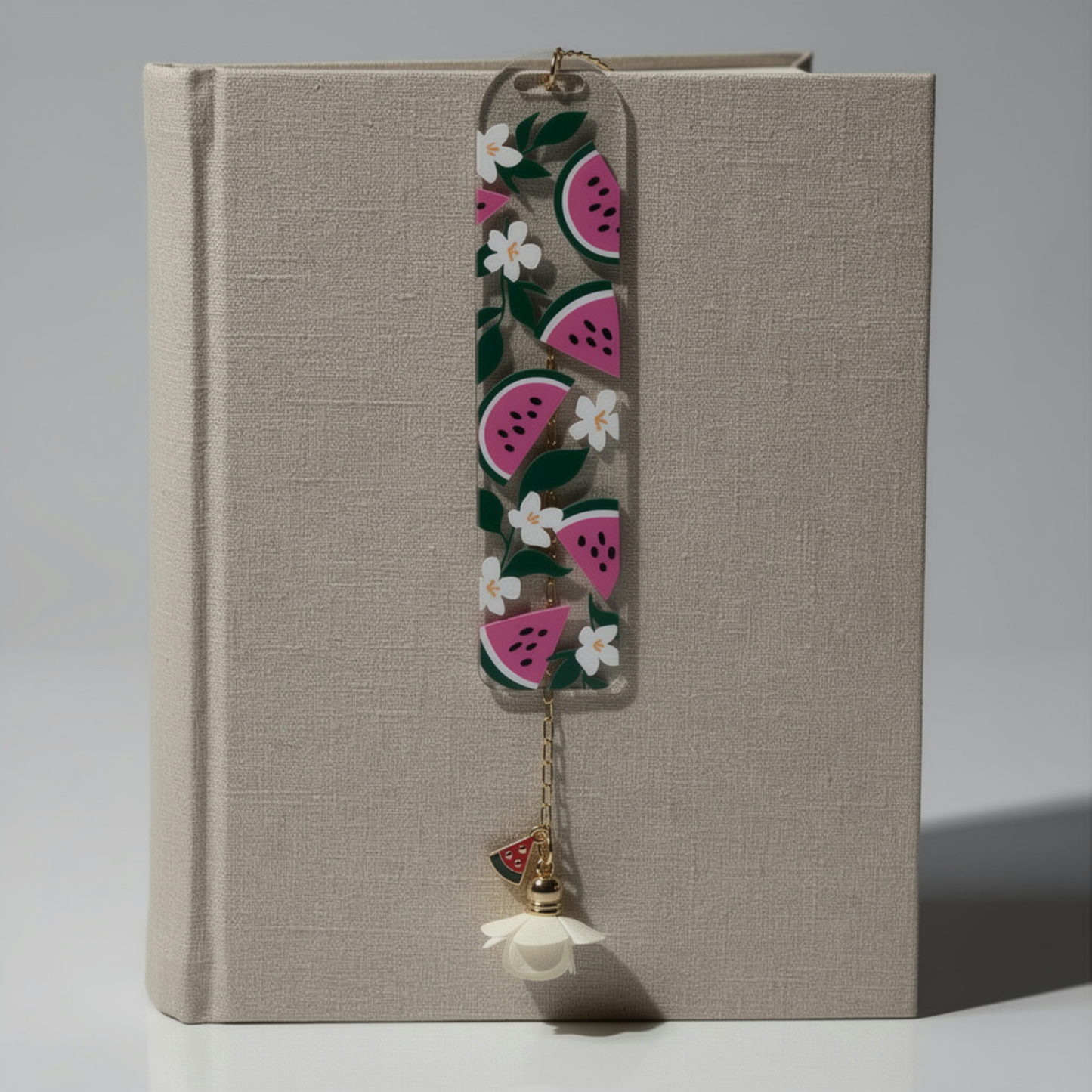 Watermelon Bookmark. Watermelon Acrylic Bookmark with Charms. Watermelon Bookmark for Book Lovers. Watermelon Lover Bookmark Gift
