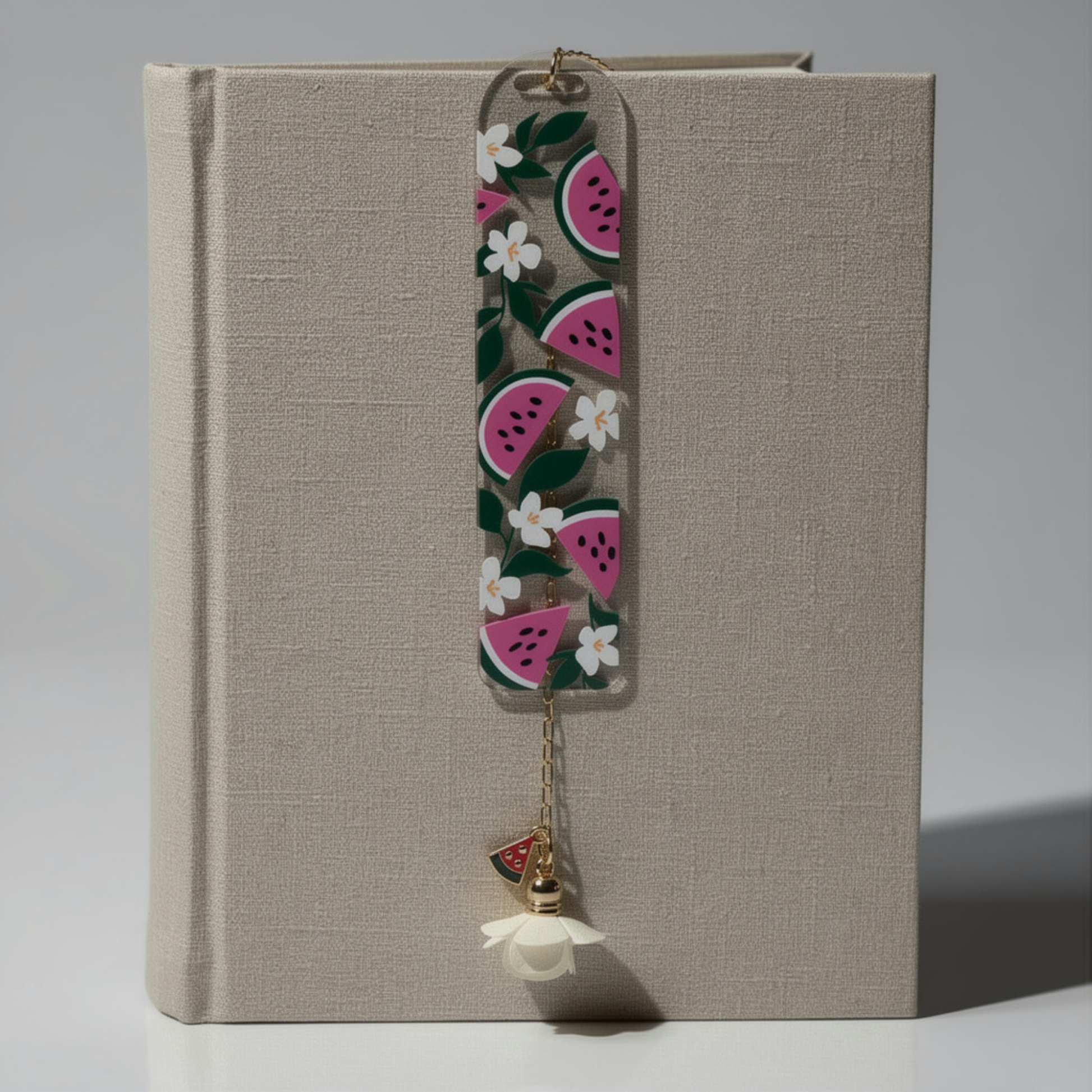 Watermelon Bookmark. Watermelon Acrylic Bookmark with Charms. Watermelon Bookmark for Book Lovers. Watermelon Lover Bookmark Gift