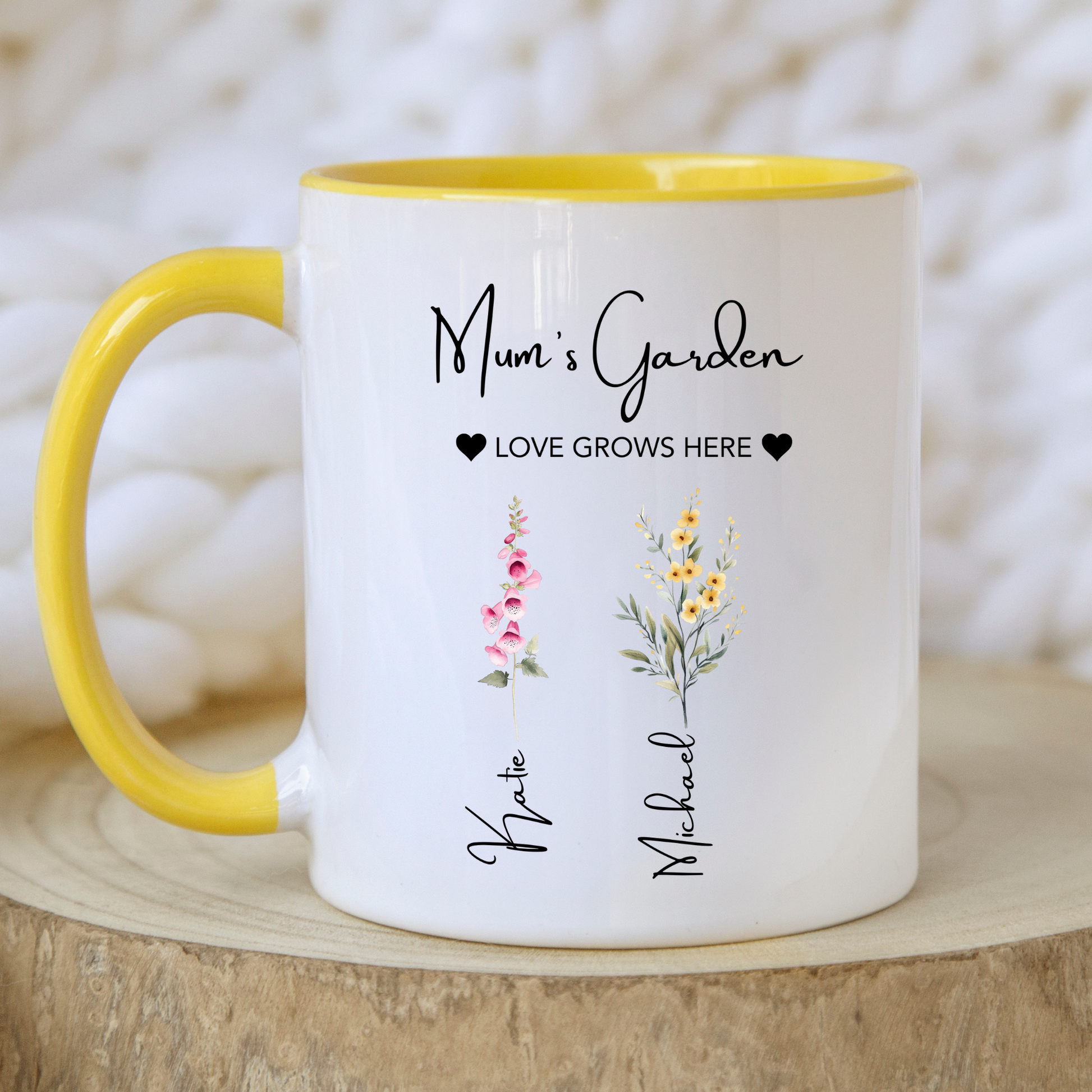 Mum's Garden Mug. Personalised Mum's Garden Mug. Mum Mug with the kids names. Flower Mug for Mum. Garden Mug Mum. Custom Flower mug for Mum