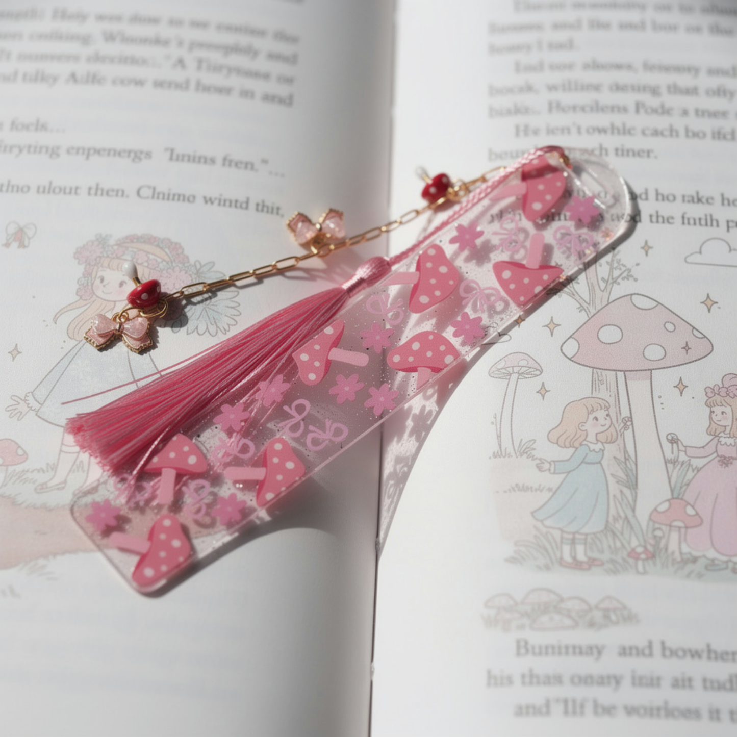 Pink Mushroom Bookmark. Mushroom Acrylic Bookmark. Mushroom Bookmark for Book Lovers. Mushroom Lover Bookmark Gift. Mushrooms Bookmark
