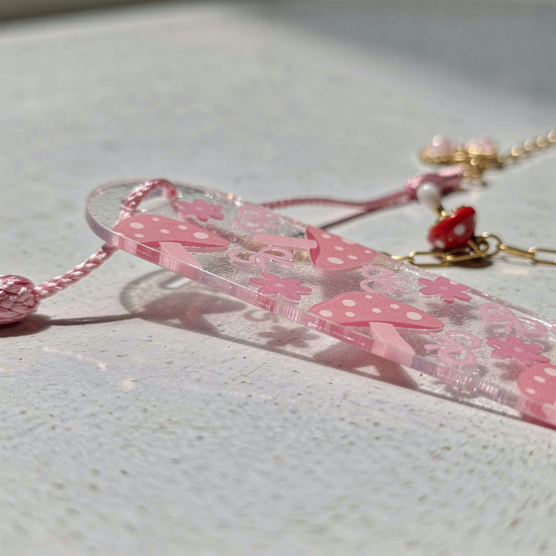 Pink Mushroom Bookmark. Mushroom Acrylic Bookmark. Mushroom Bookmark for Book Lovers. Mushroom Lover Bookmark Gift. Mushrooms Bookmark