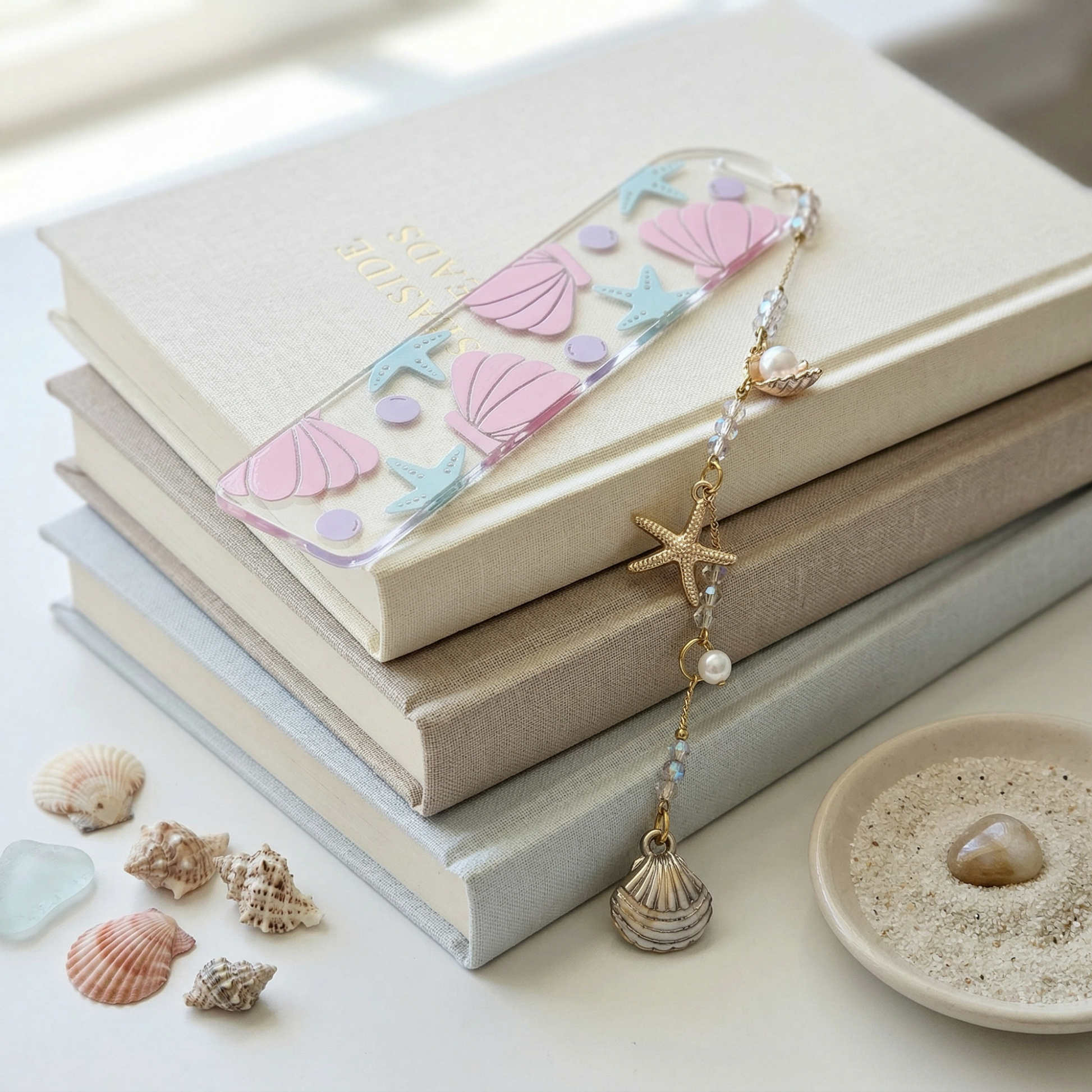 coastal seashell bookmark for book lovers