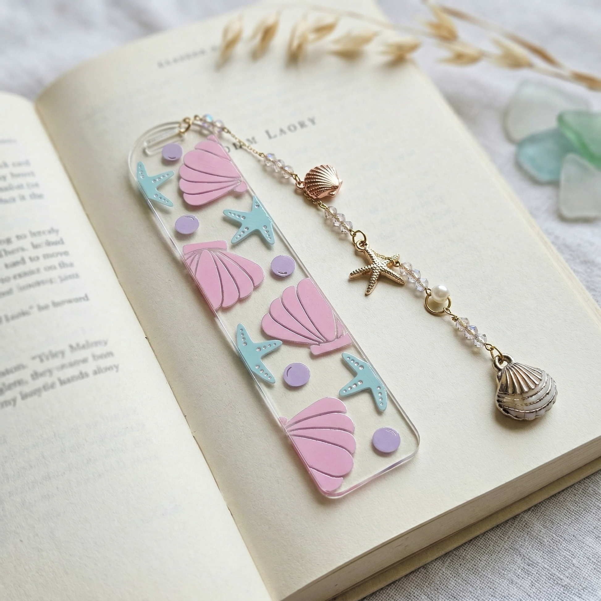 seashell bookmark gift for book lovers