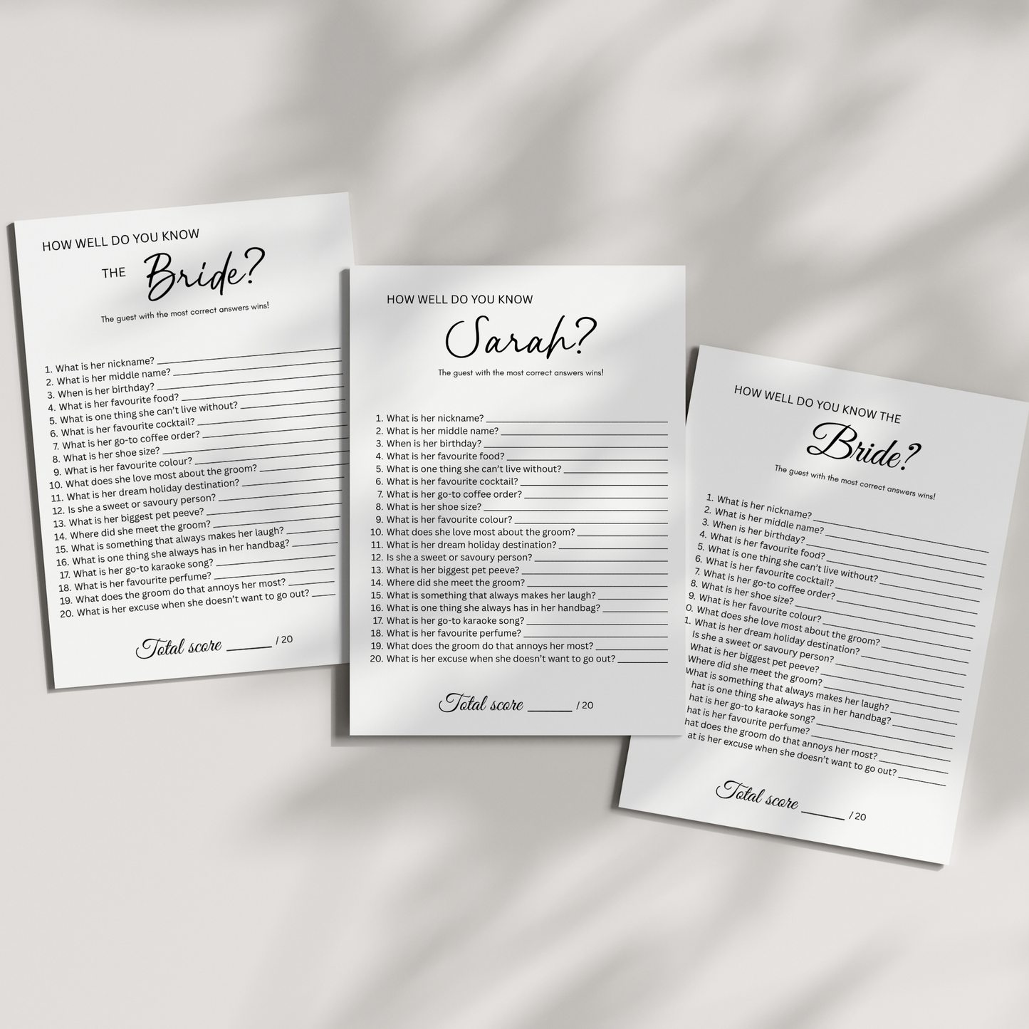 Who Knows the Bride Best How Well Do You Know the Bride Game Personalised Bridal Shower Hens Party Game Bride to Be Quiz Wedding Shower Activity