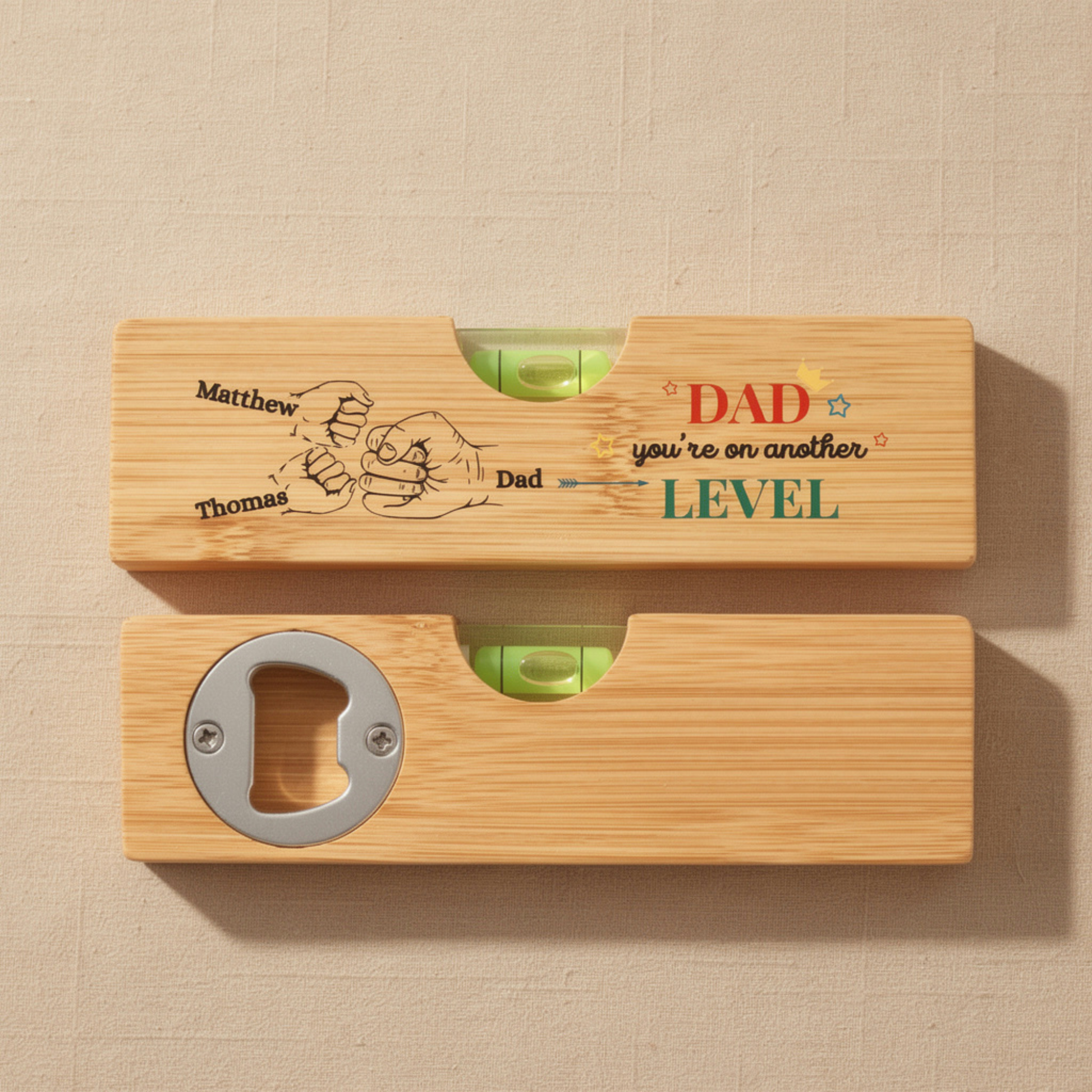 Personalised Spirit level bottle opener Level tool for Dad Tool box gift for dad Custom Level bottle opener for Dad