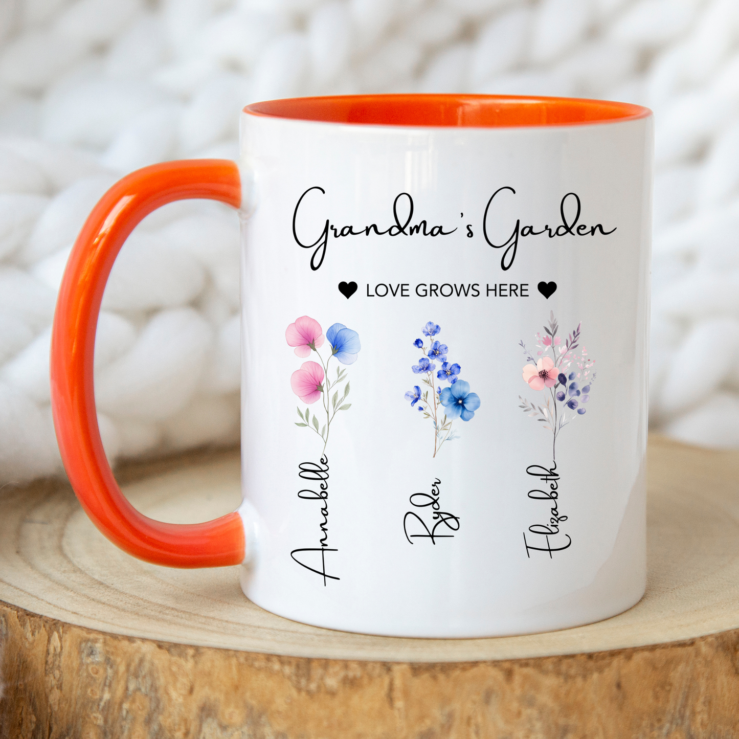 Grandma's Garden Mug. Personalised Grandma Mug. Grandma Mug with grandkids names. Grandma Flower mug. Custom flower mug Grandma Gift