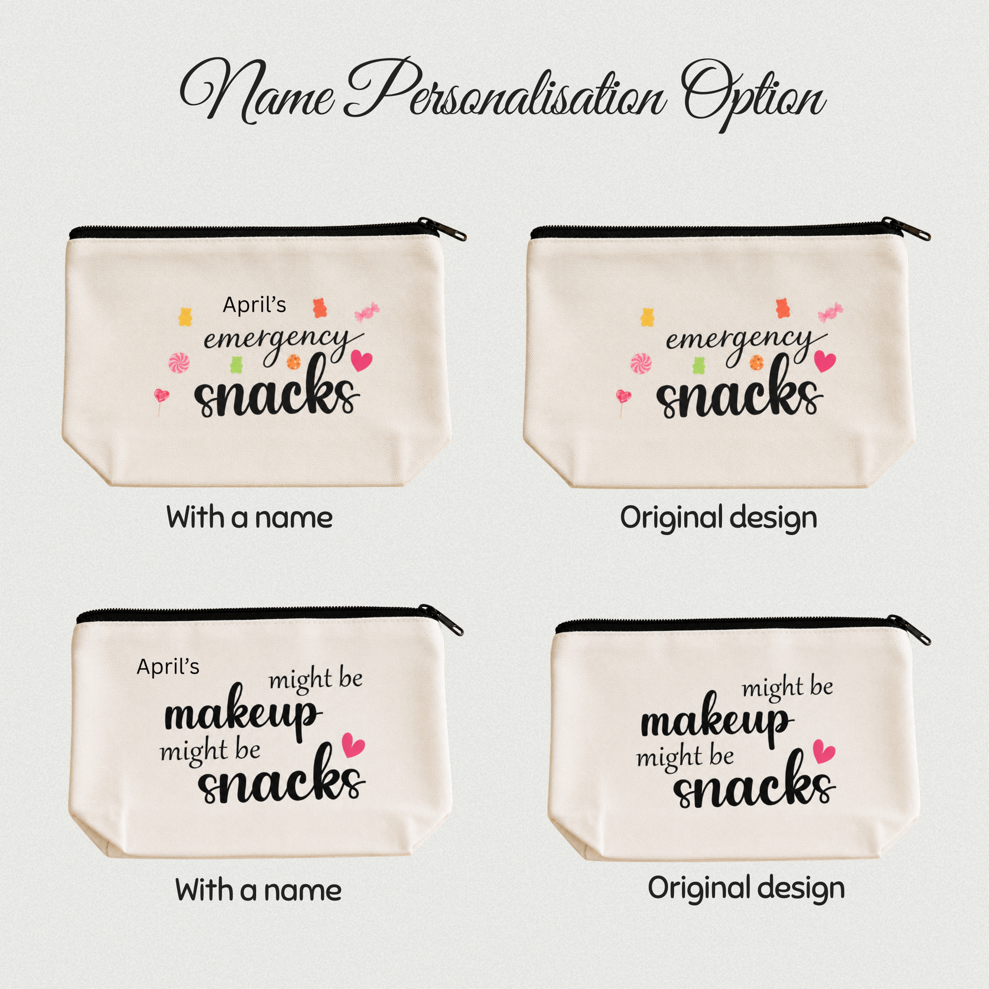 personalisation option for the snacks bag