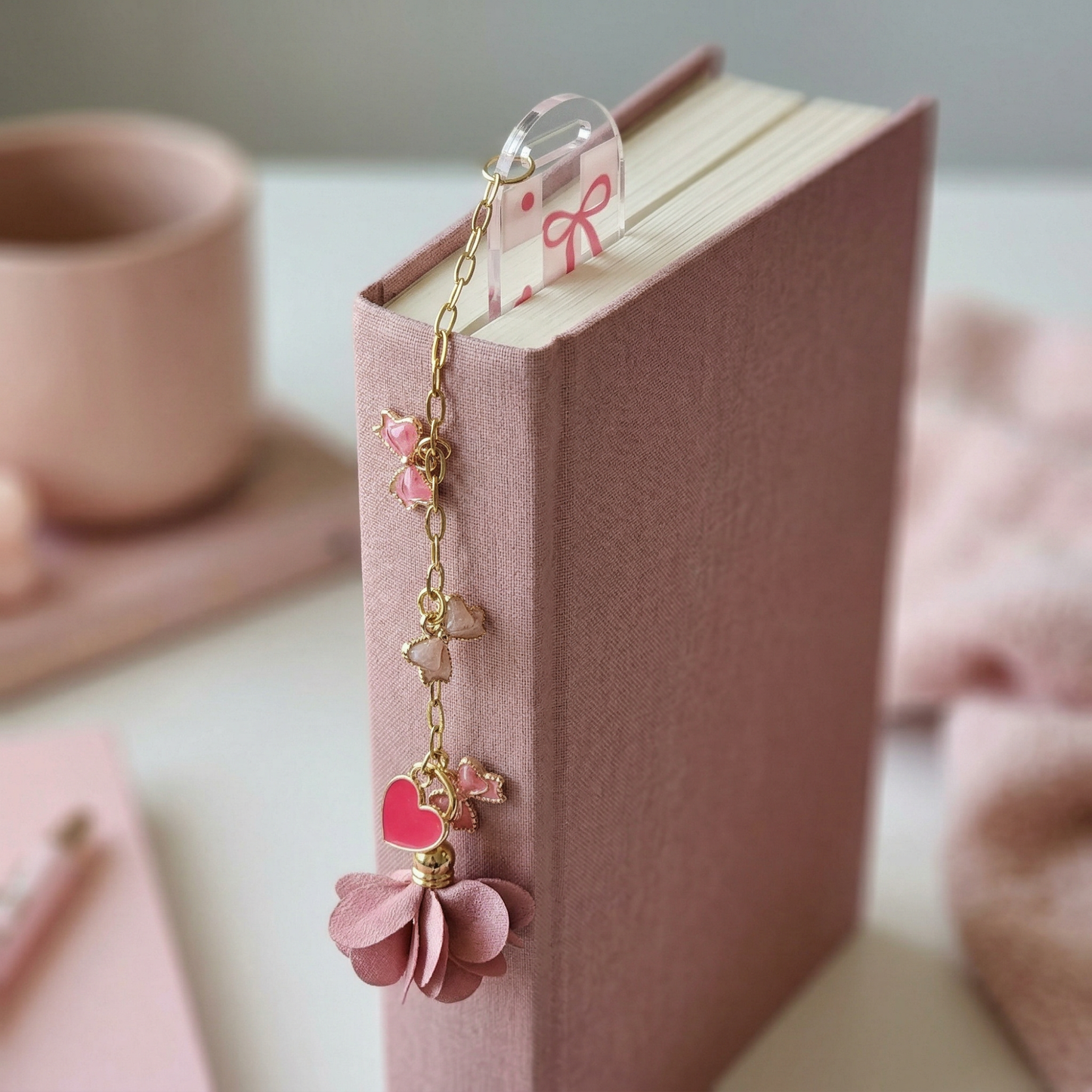 acrylic bookmark pink bow design