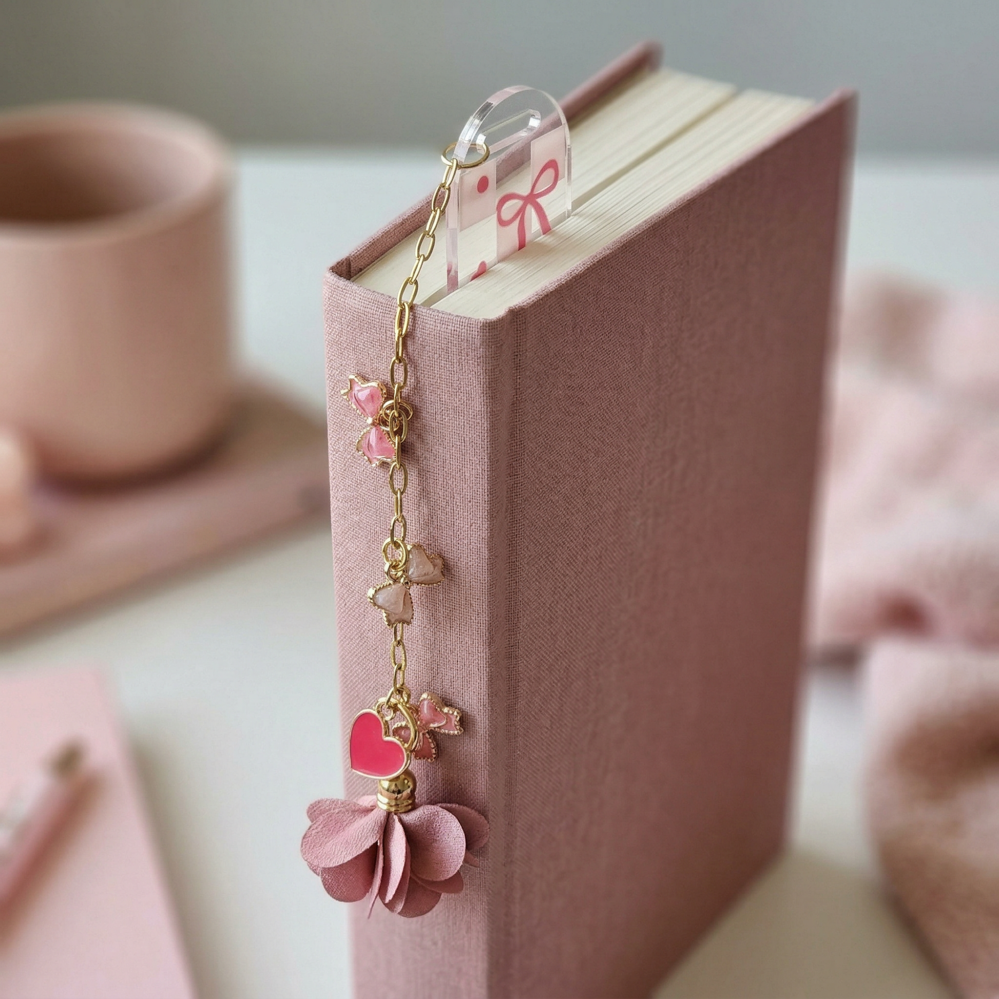 acrylic bookmark pink bow design