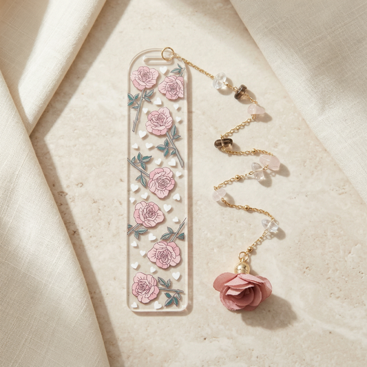 Rose Floral Acrylic Bookmark