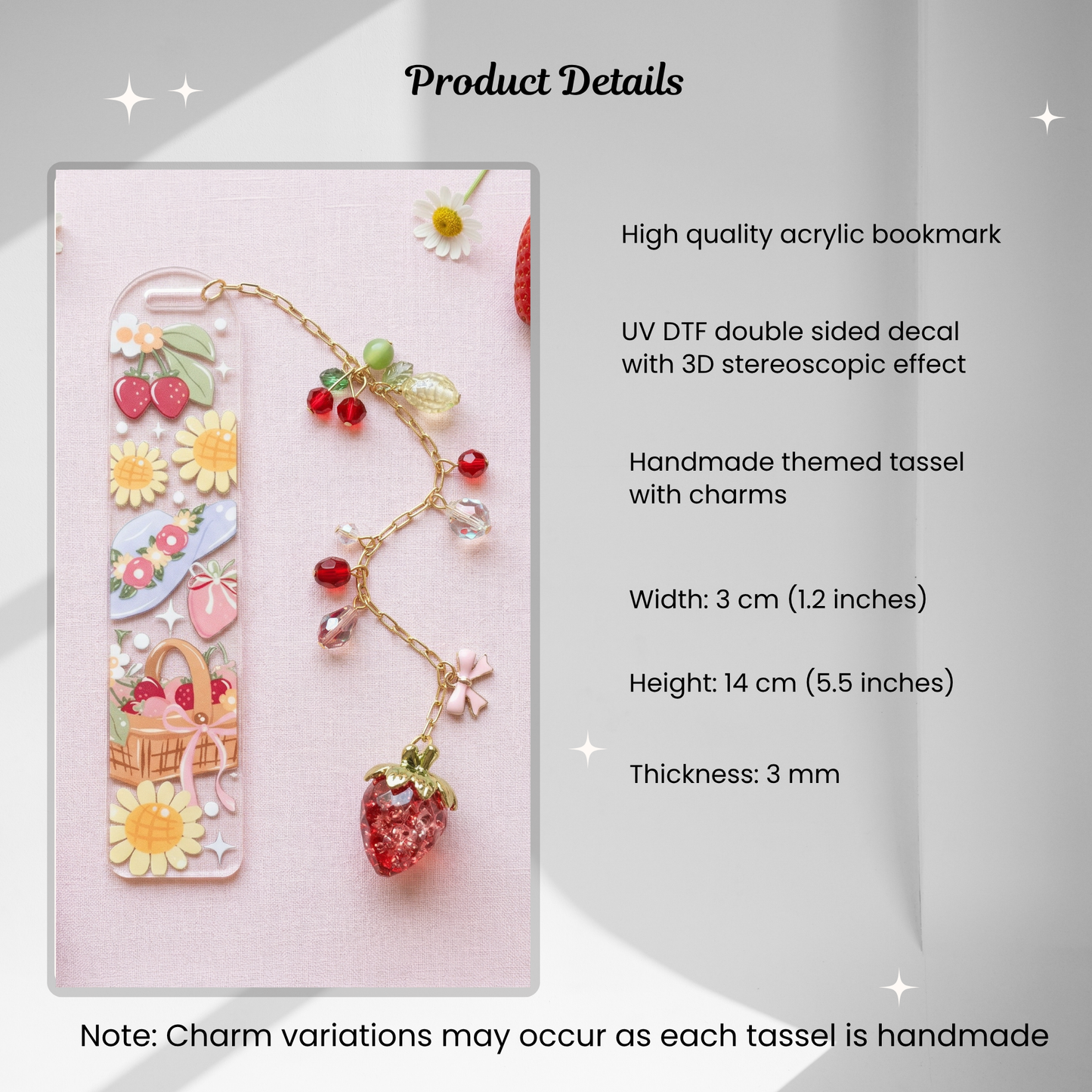 Strawberry Daisy Picnic Bookmark
