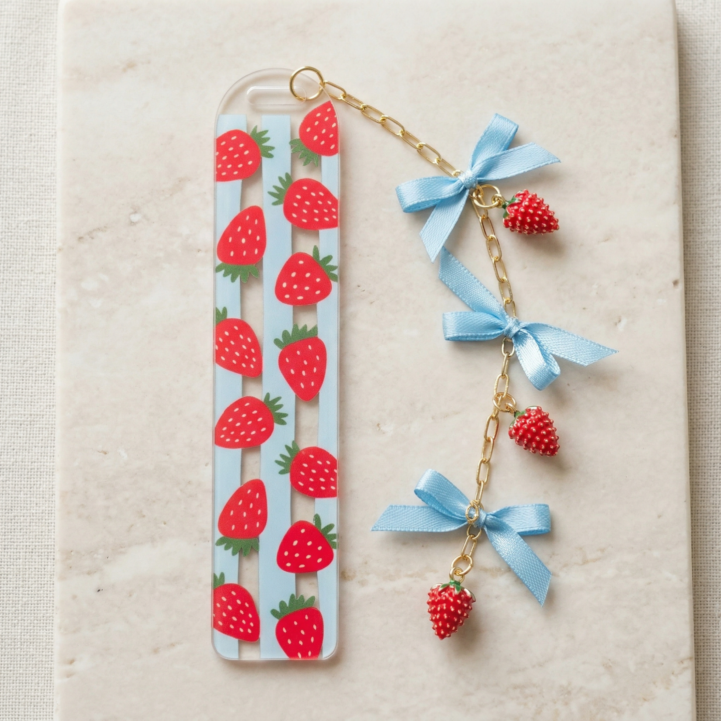strawberry bookmark for book lovers