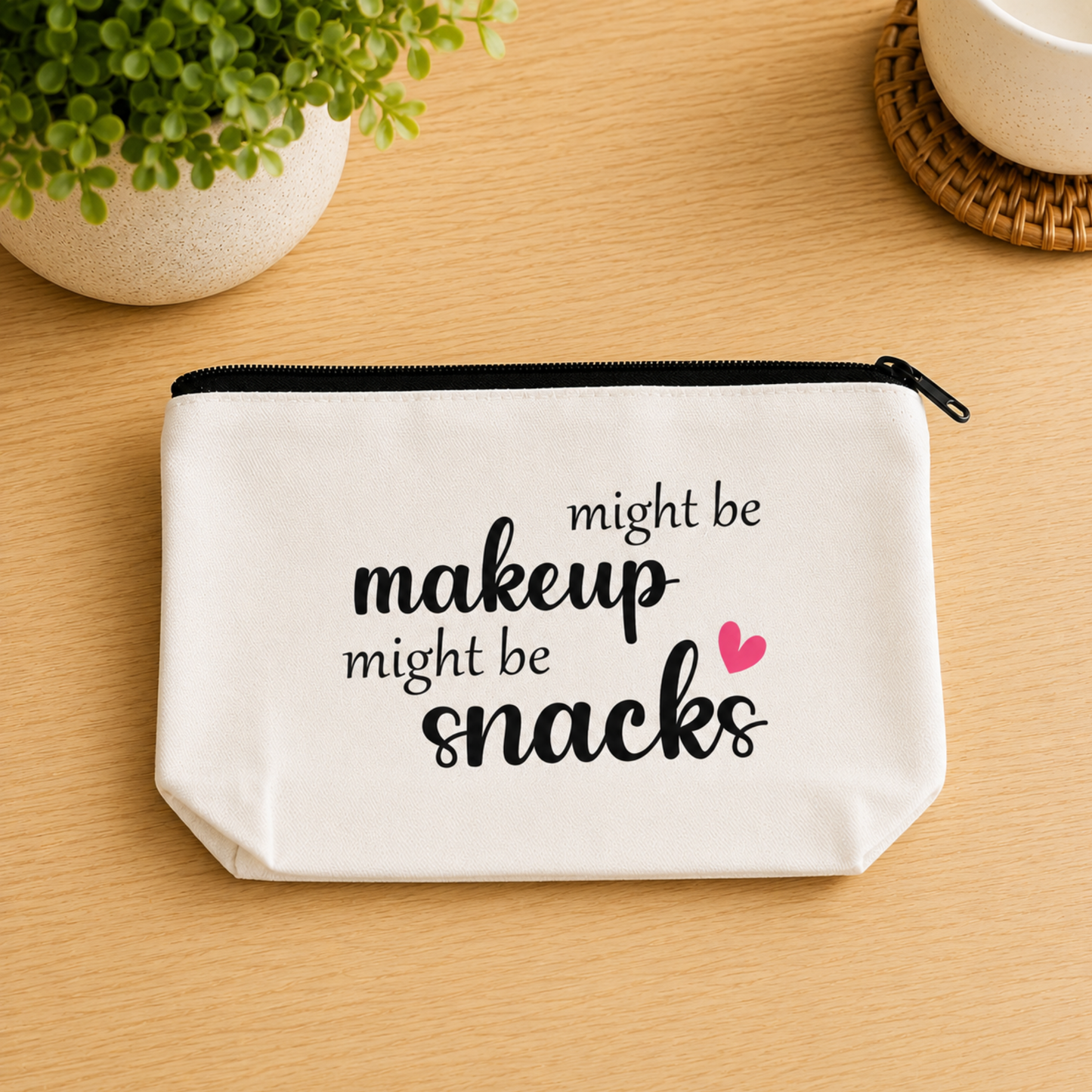 snacks bag might be makeup might be snacks
