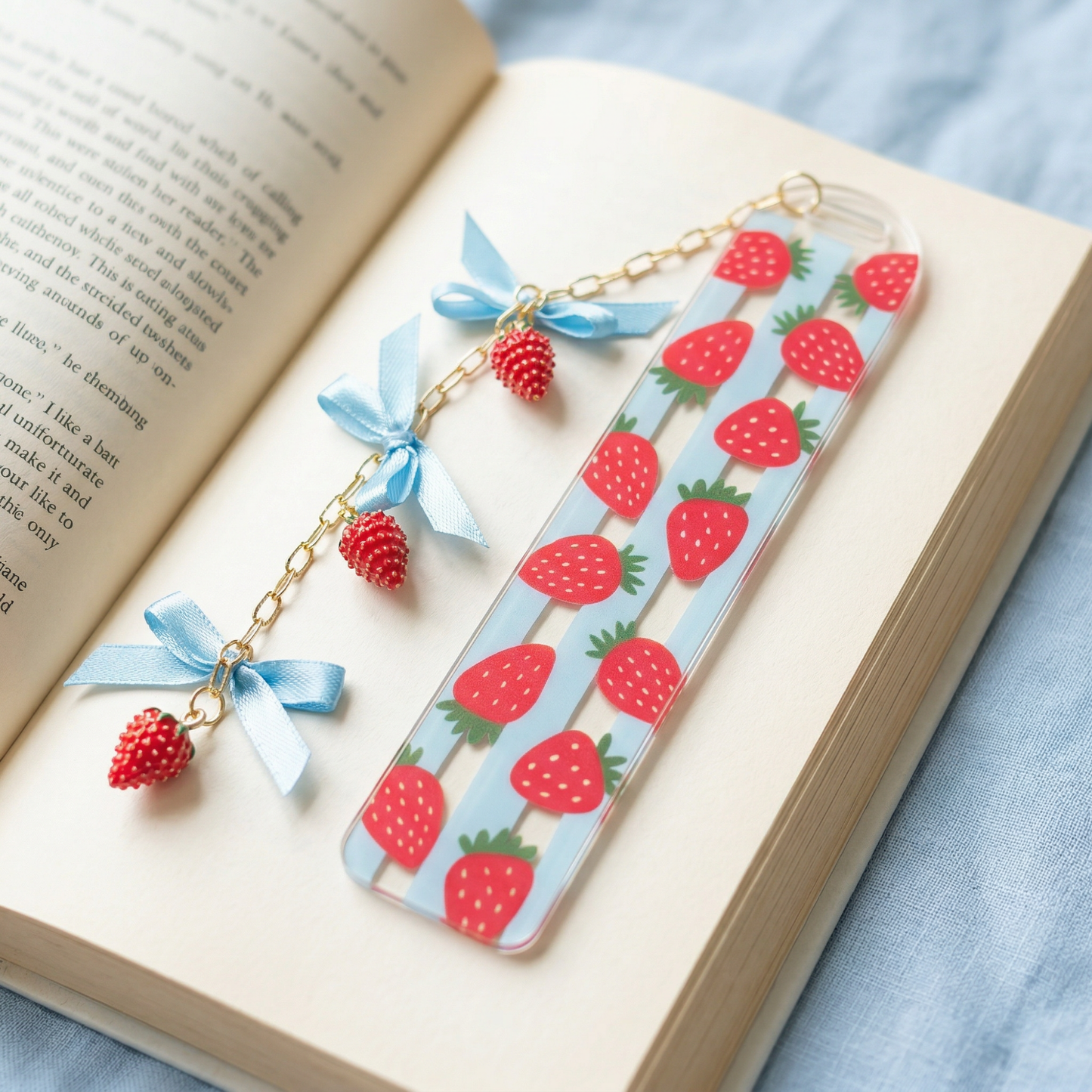 strawberry bookmark for book lovers