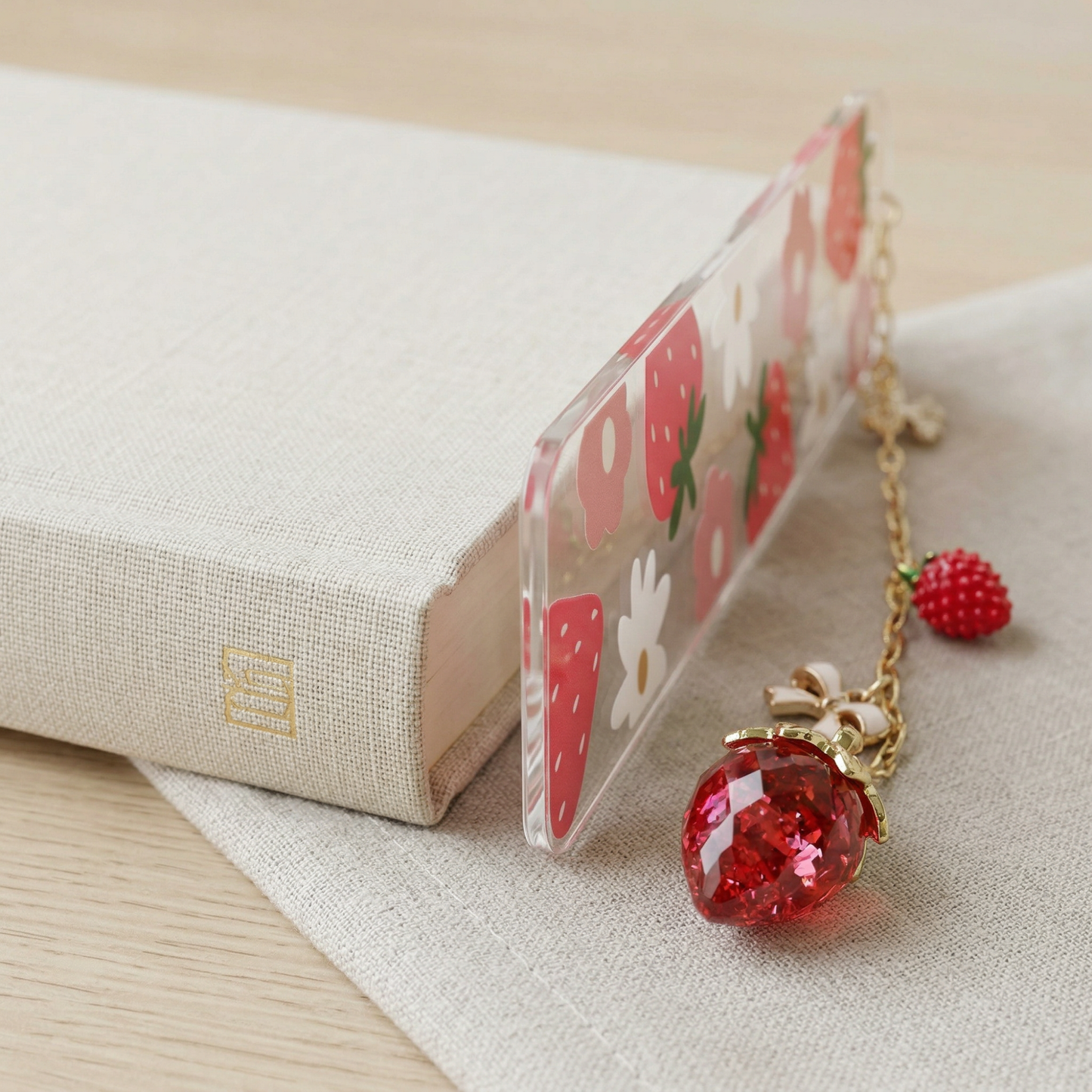 strawberry floral bookmark for book lovers