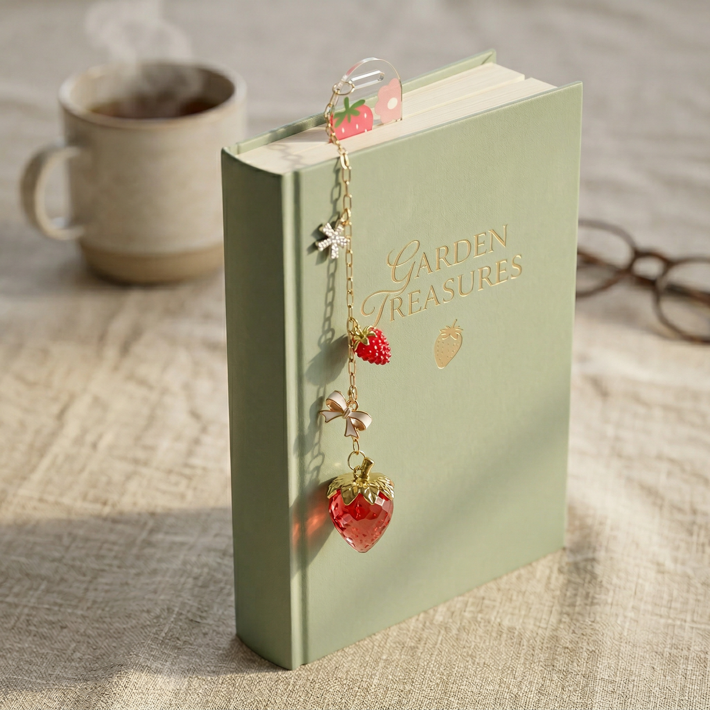 strawberry floral bookmark for book lovers
