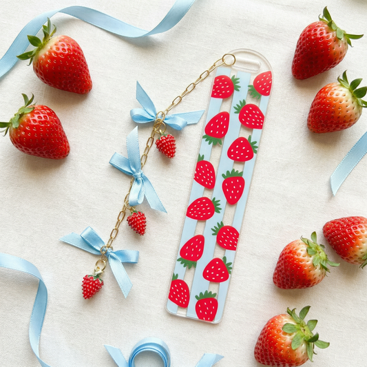 strawberry bookmark for book lovers